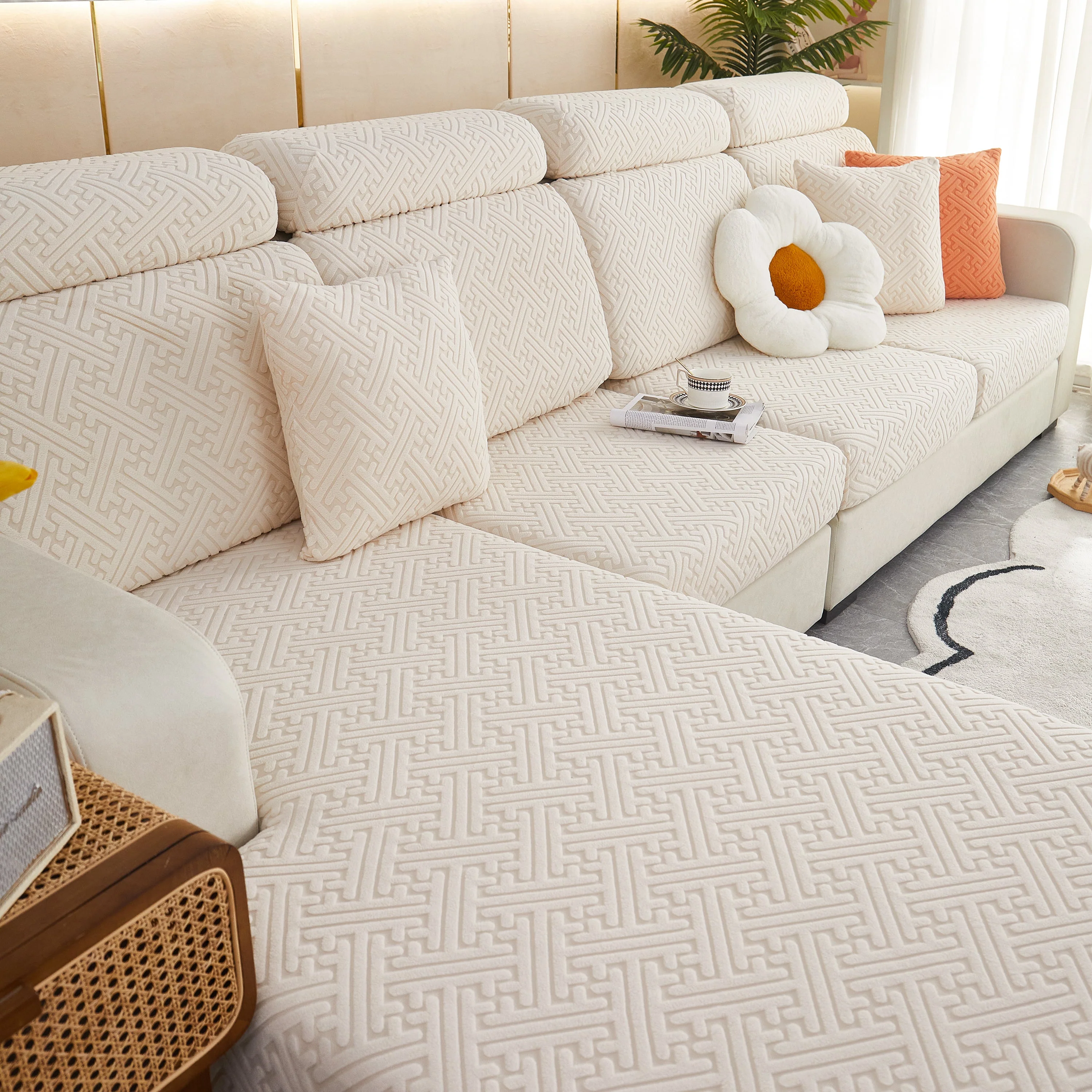 Polar Fleece Couch Cushion Covers, Stretch Sofa Seat Cushion Covers, Elastic Furniture Protector for Pets, Kid - Image 133