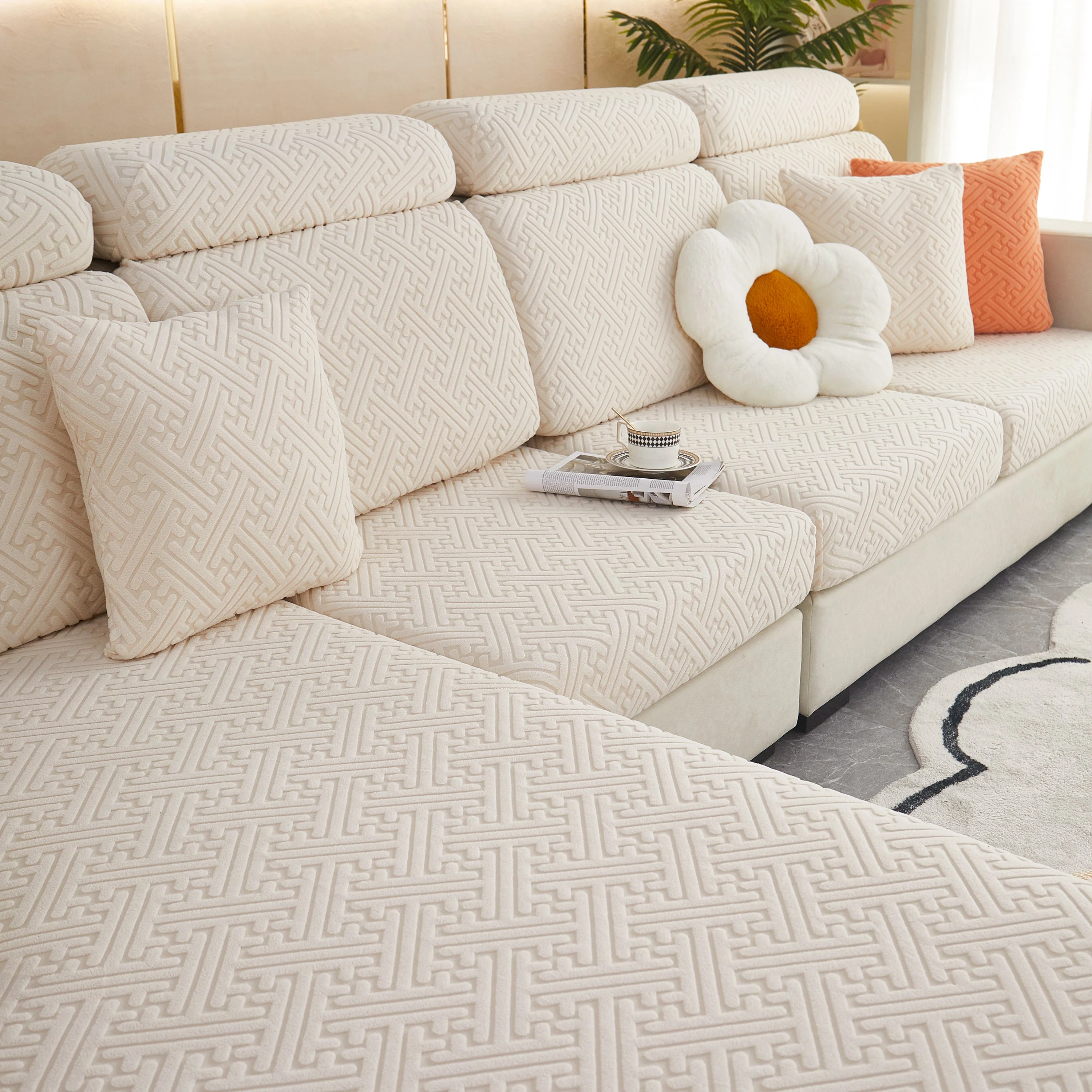 Polar Fleece Couch Cushion Covers, Stretch Sofa Seat Cushion Covers, Elastic Furniture Protector for Pets, Kid - Image 134
