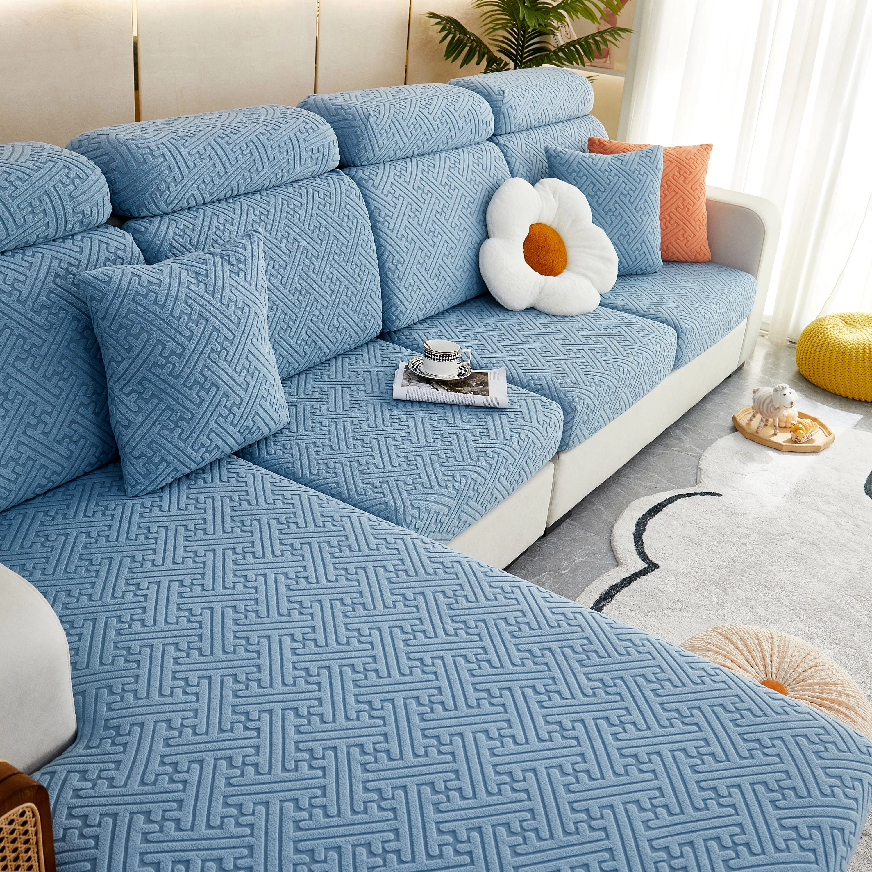 Polar Fleece Couch Cushion Covers, Stretch Sofa Seat Cushion Covers, Elastic Furniture Protector for Pets, Kid - Image 15