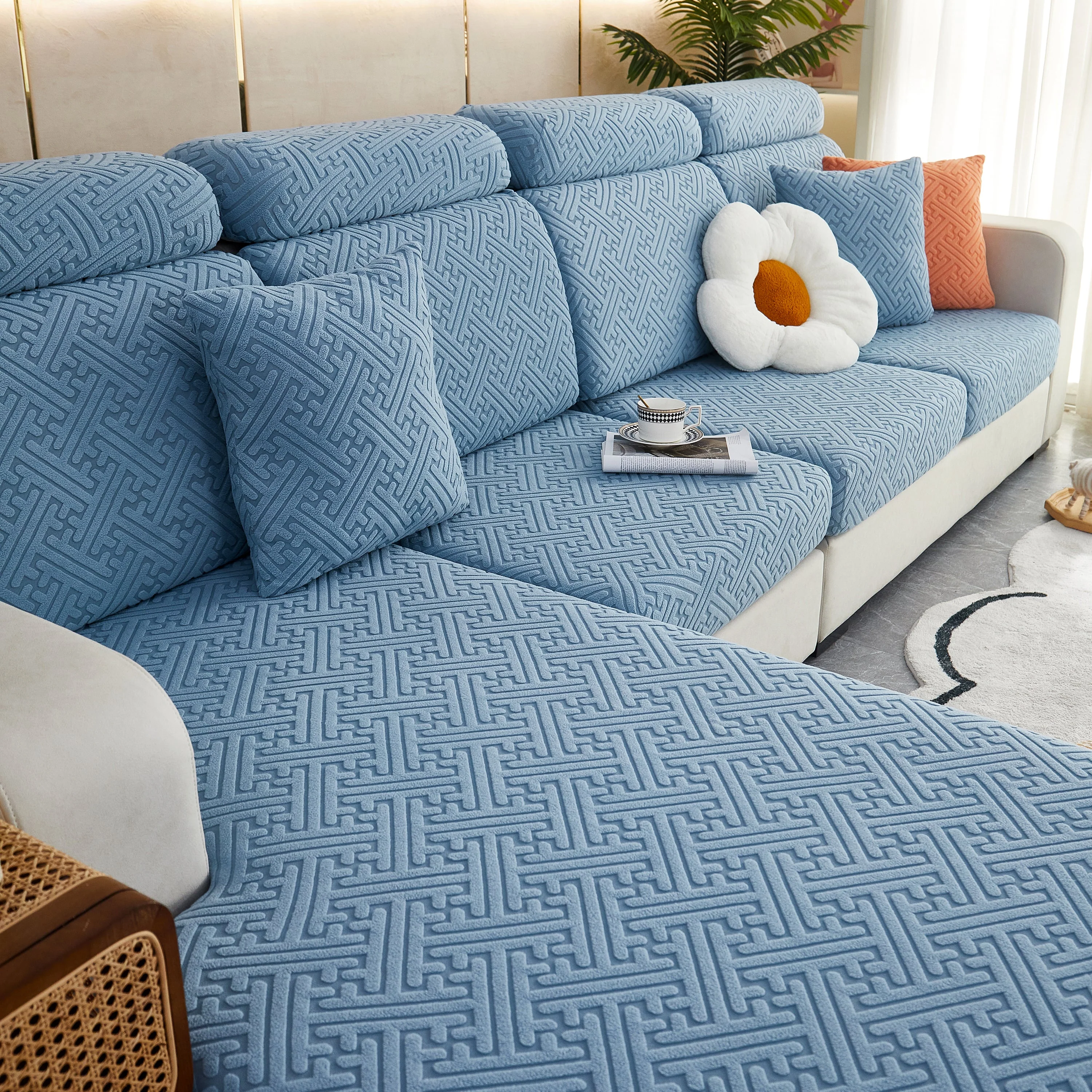 Polar Fleece Couch Cushion Covers, Stretch Sofa Seat Cushion Covers, Elastic Furniture Protector for Pets, Kid - Image 17