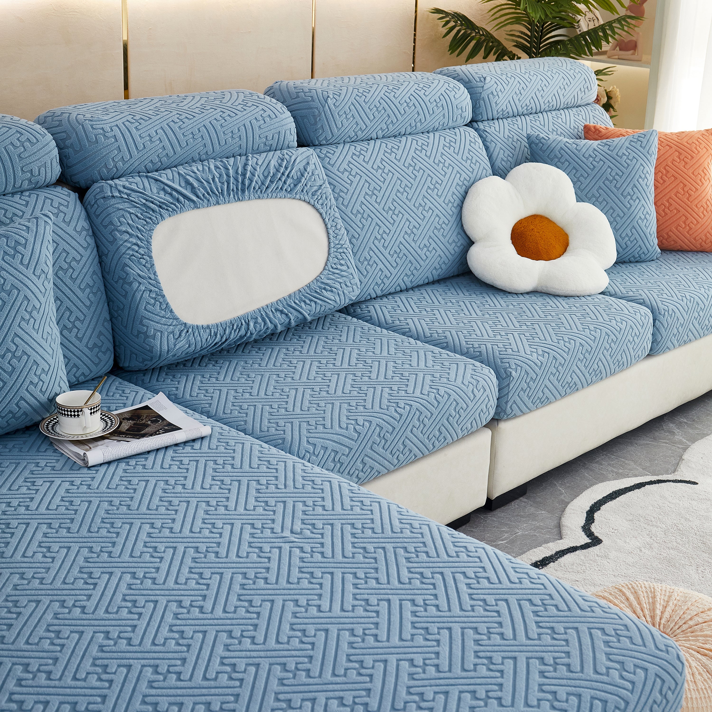 Polar Fleece Couch Cushion Covers, Stretch Sofa Seat Cushion Covers, Elastic Furniture Protector for Pets, Kid - Image 18