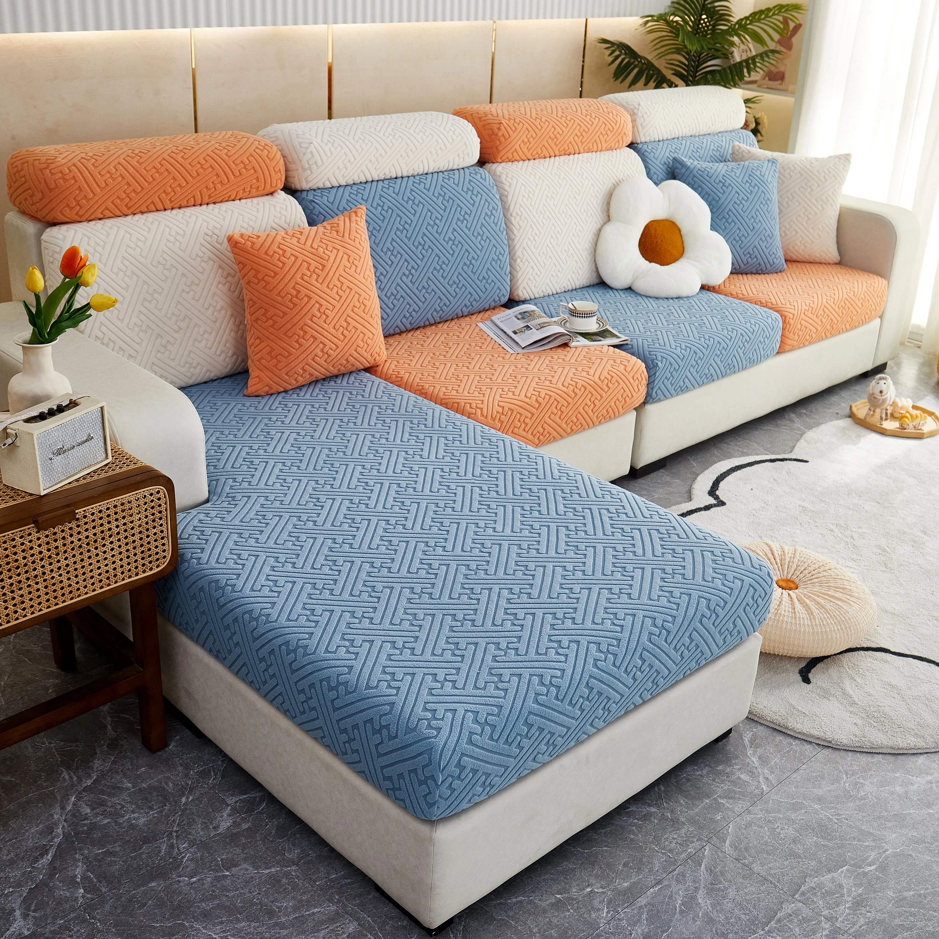 Polar Fleece Couch Cushion Covers, Stretch Sofa Seat Cushion Covers, Elastic Furniture Protector for Pets, Kid - Image 21