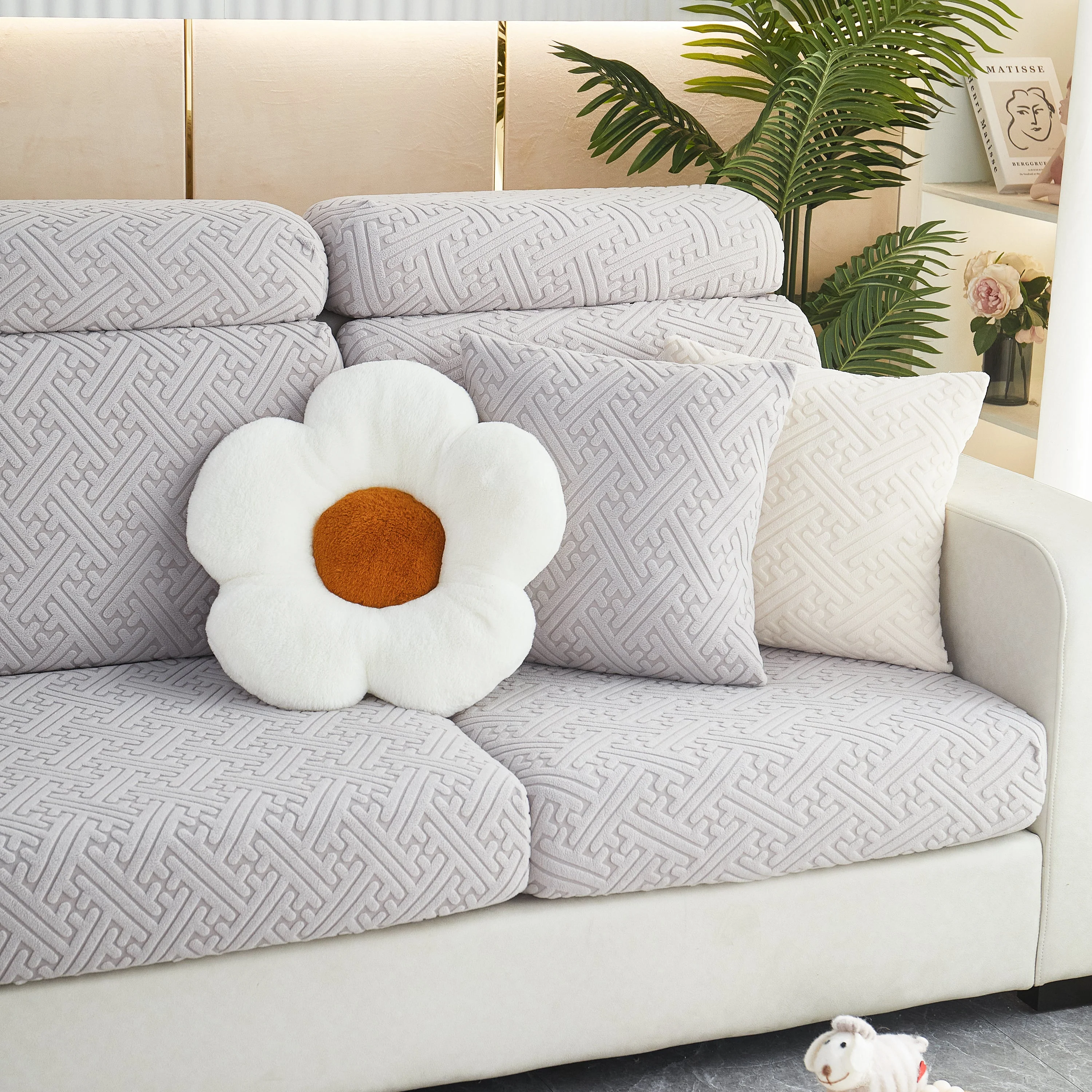 Polar Fleece Couch Cushion Covers, Stretch Sofa Seat Cushion Covers, Elastic Furniture Protector for Pets, Kid - Image 23