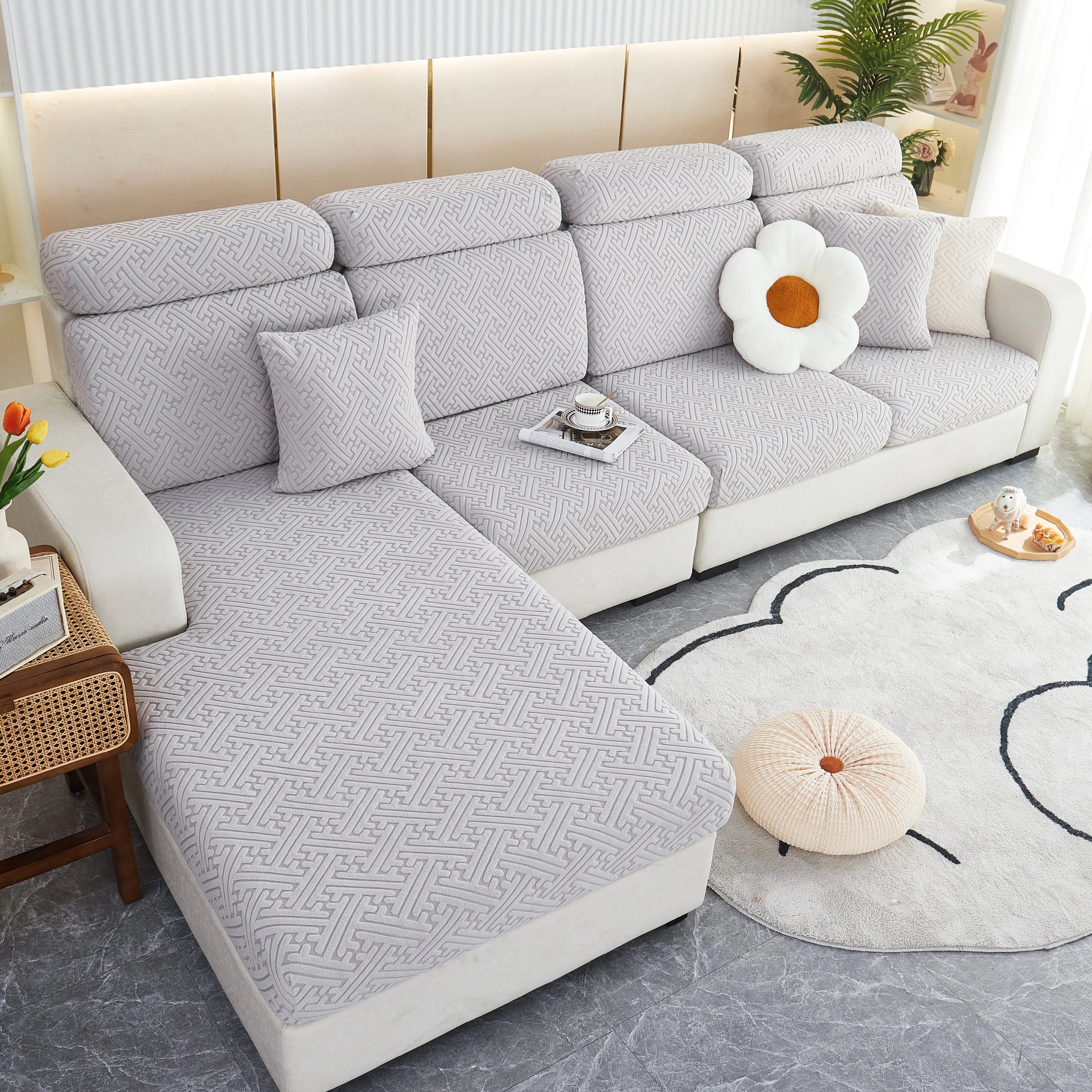 Polar Fleece Couch Cushion Covers, Stretch Sofa Seat Cushion Covers, Elastic Furniture Protector for Pets, Kid - Image 25