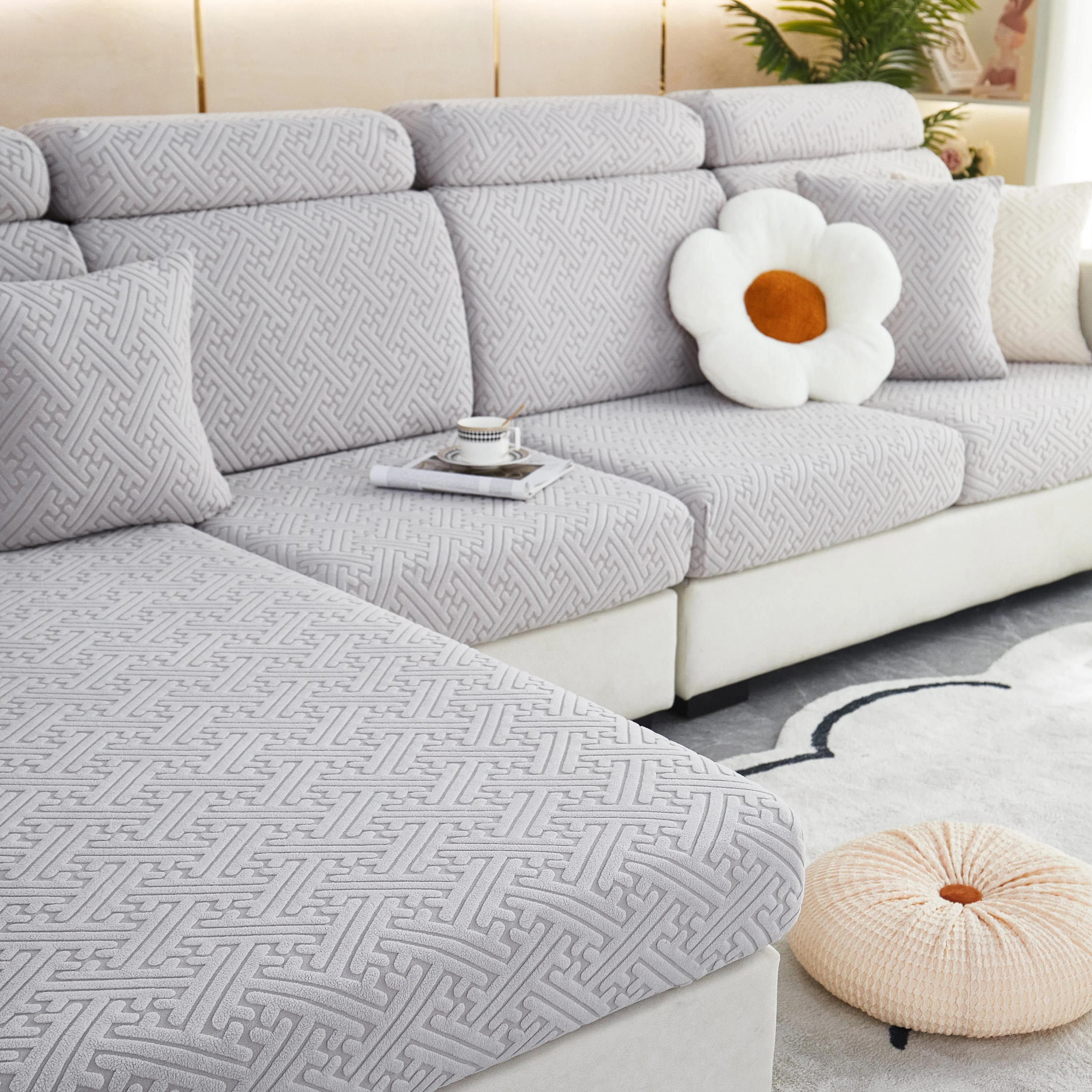 Polar Fleece Couch Cushion Covers, Stretch Sofa Seat Cushion Covers, Elastic Furniture Protector for Pets, Kid - Image 26