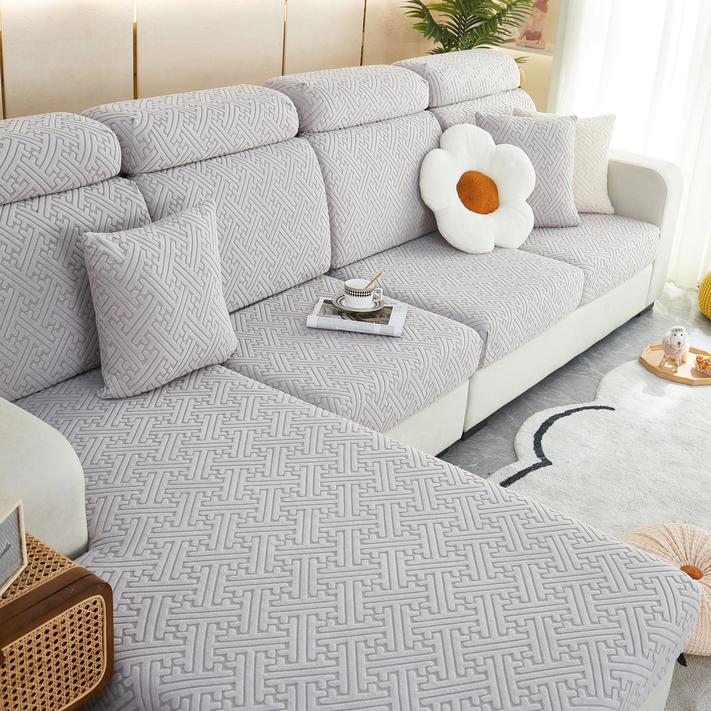 Polar Fleece Couch Cushion Covers, Stretch Sofa Seat Cushion Covers, Elastic Furniture Protector for Pets, Kid - Image 28