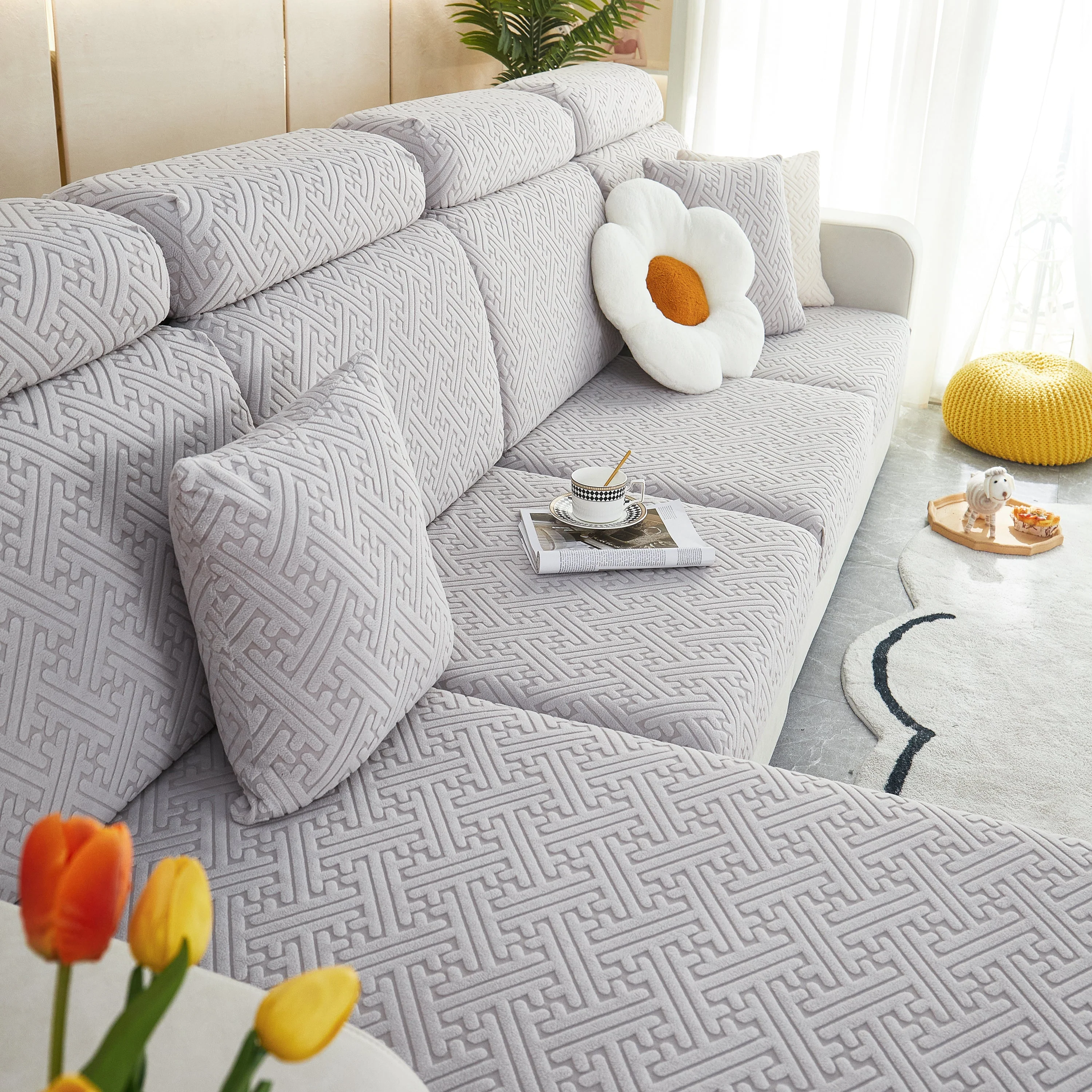 Polar Fleece Couch Cushion Covers, Stretch Sofa Seat Cushion Covers, Elastic Furniture Protector for Pets, Kid - Image 29