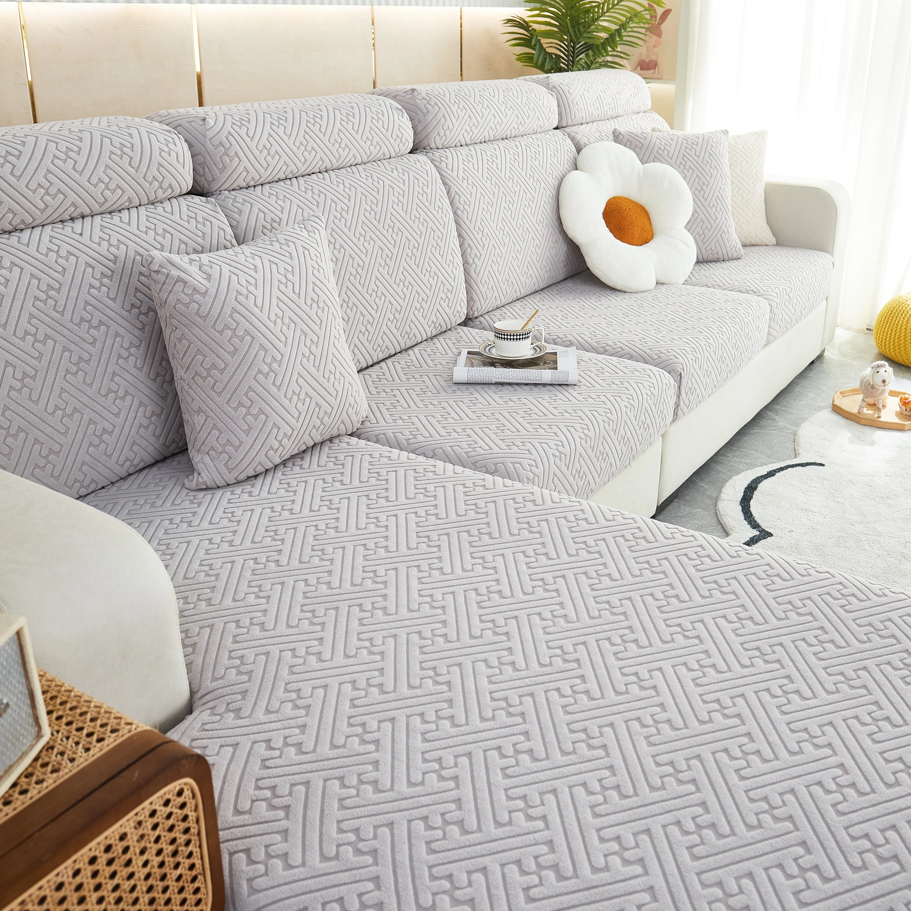 Polar Fleece Couch Cushion Covers, Stretch Sofa Seat Cushion Covers, Elastic Furniture Protector for Pets, Kid - Image 30