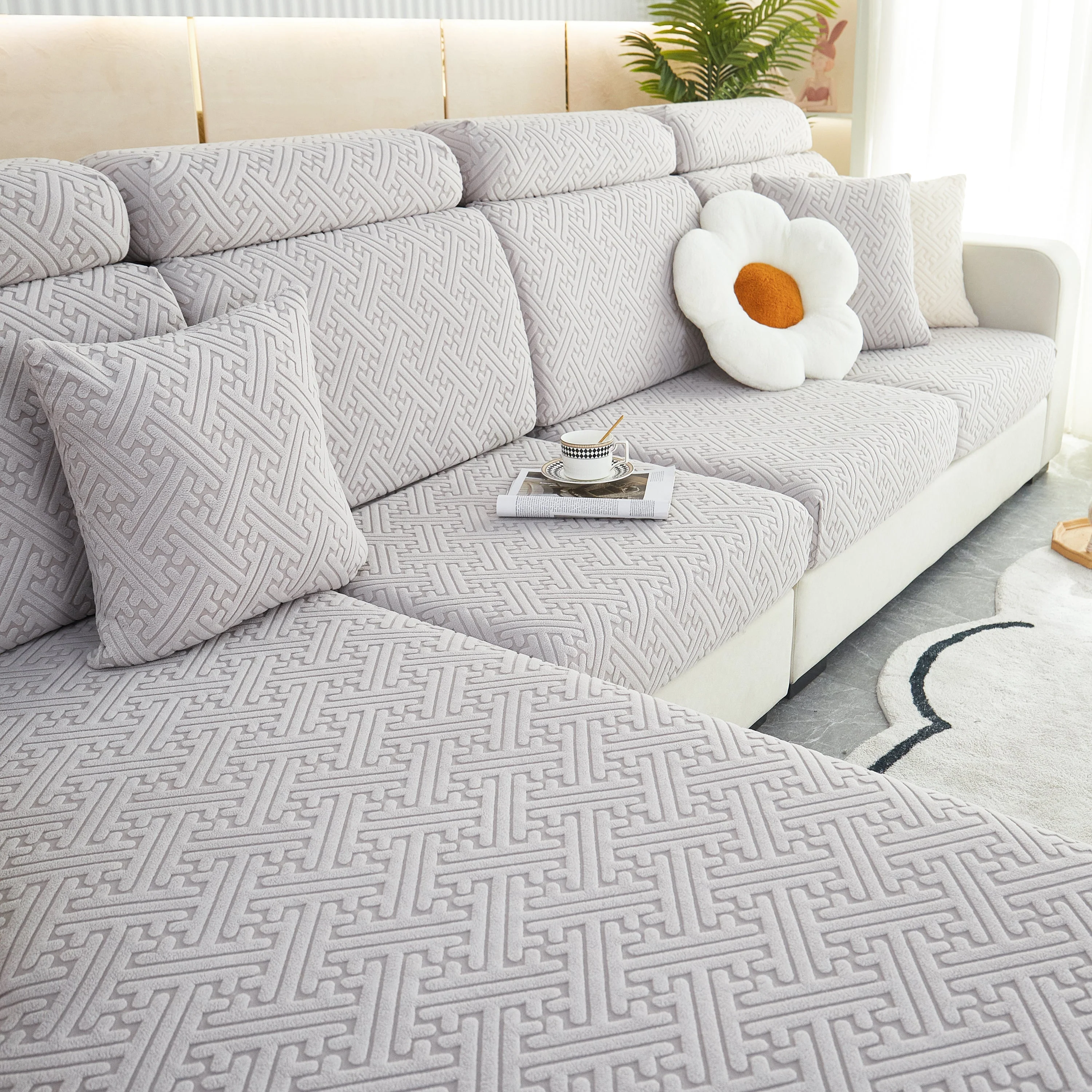 Polar Fleece Couch Cushion Covers, Stretch Sofa Seat Cushion Covers, Elastic Furniture Protector for Pets, Kid - Image 31