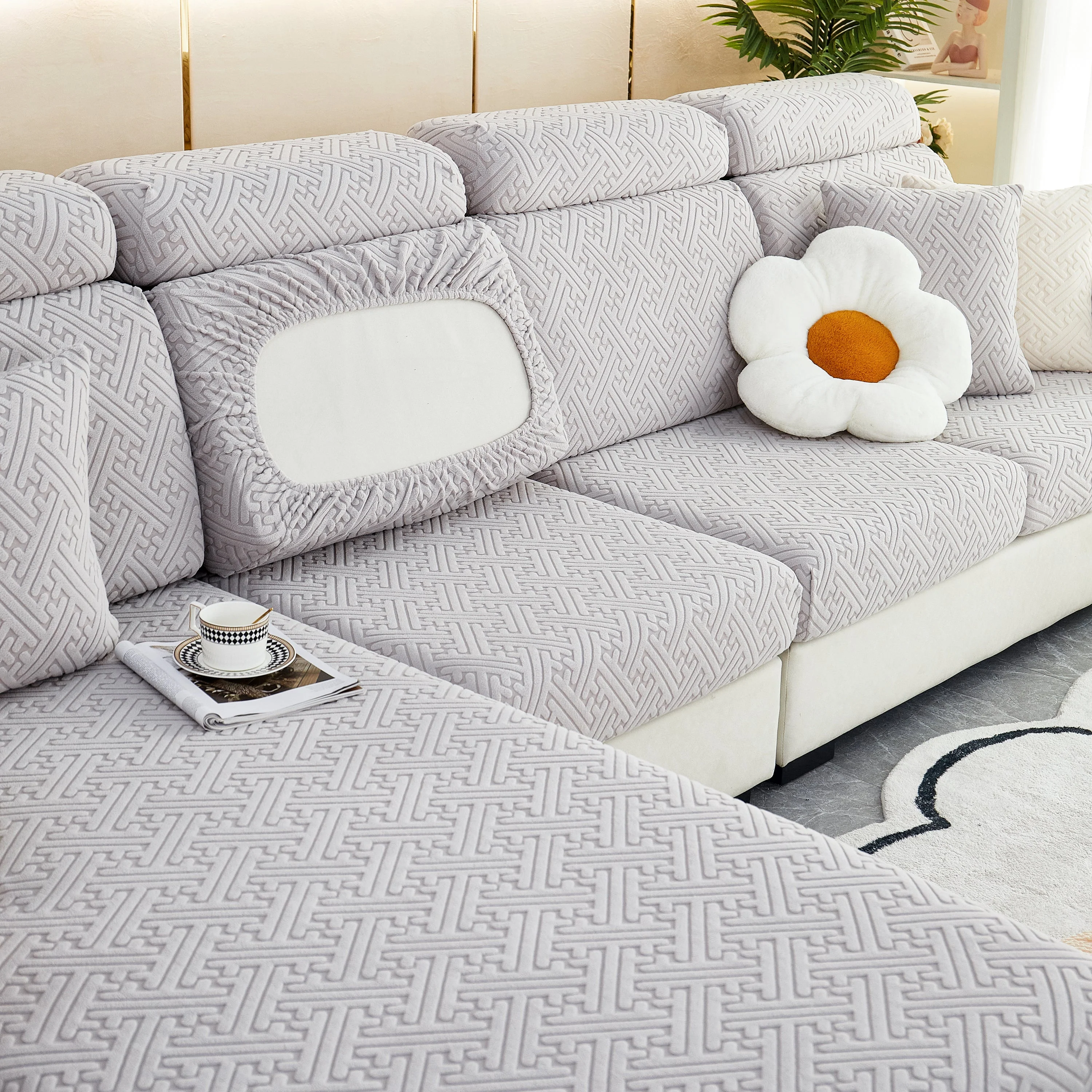 Polar Fleece Couch Cushion Covers, Stretch Sofa Seat Cushion Covers, Elastic Furniture Protector for Pets, Kid - Image 33