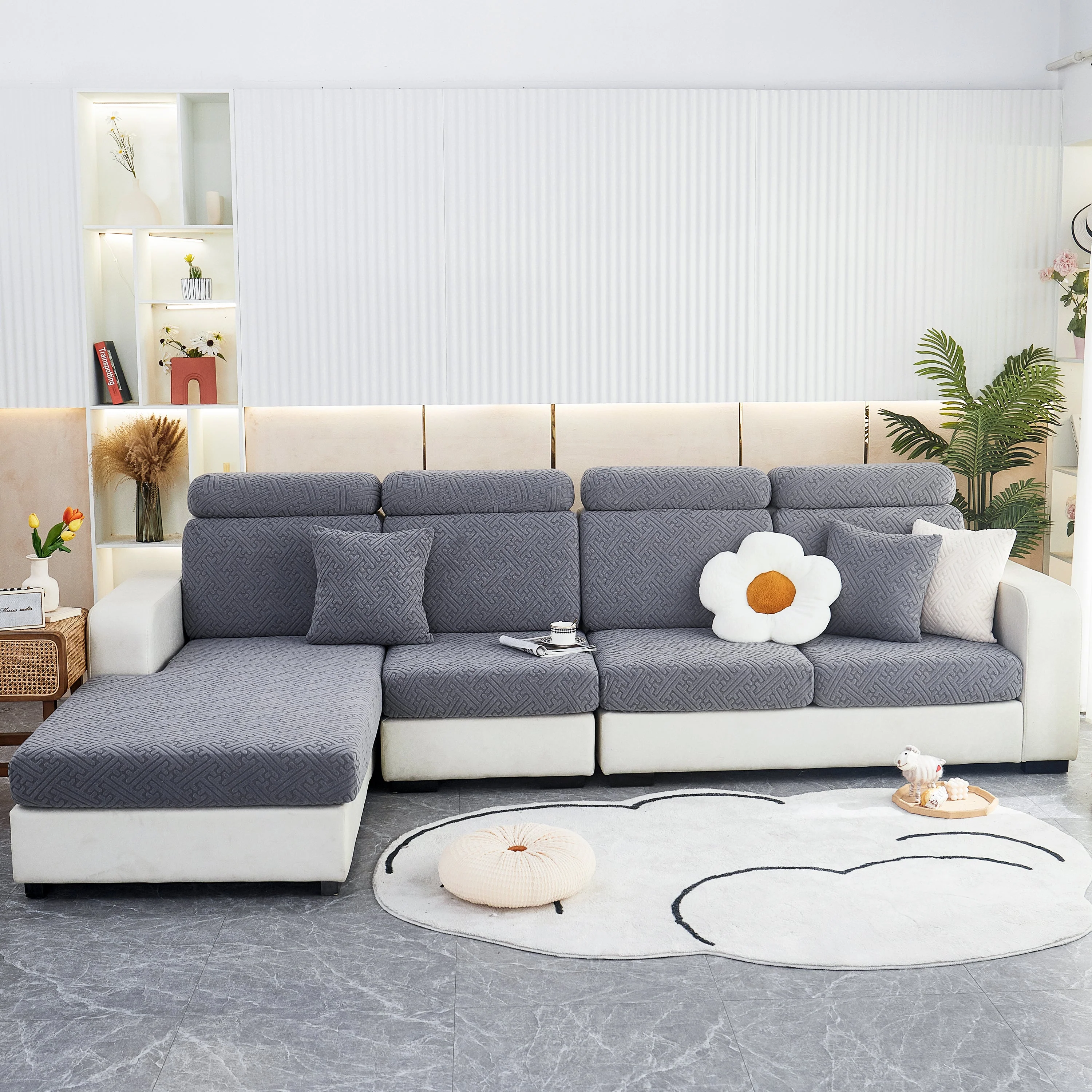 Polar Fleece Couch Cushion Covers, Stretch Sofa Seat Cushion Covers, Elastic Furniture Protector for Pets, Kid - Image 41