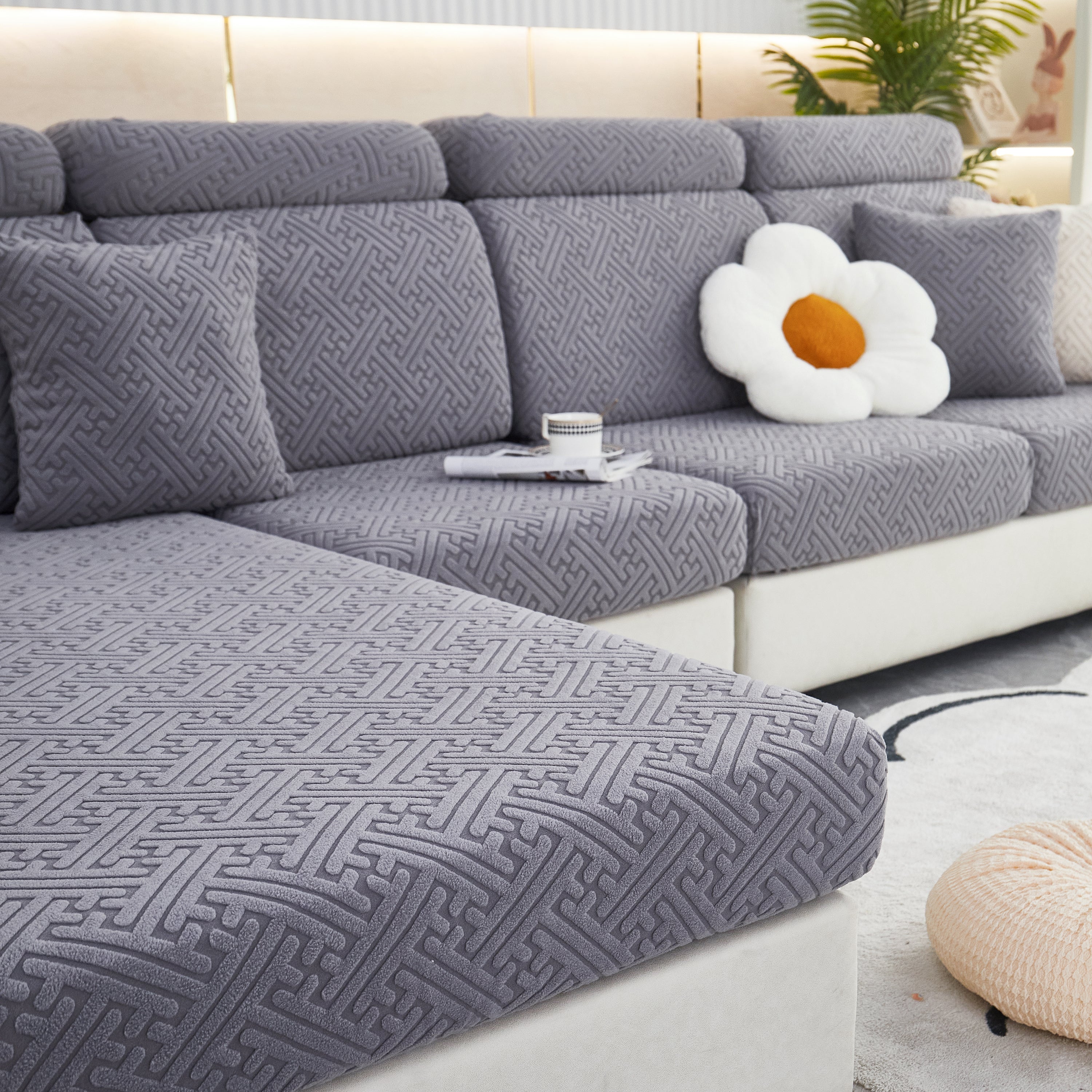Polar Fleece Couch Cushion Covers, Stretch Sofa Seat Cushion Covers, Elastic Furniture Protector for Pets, Kid - Image 42