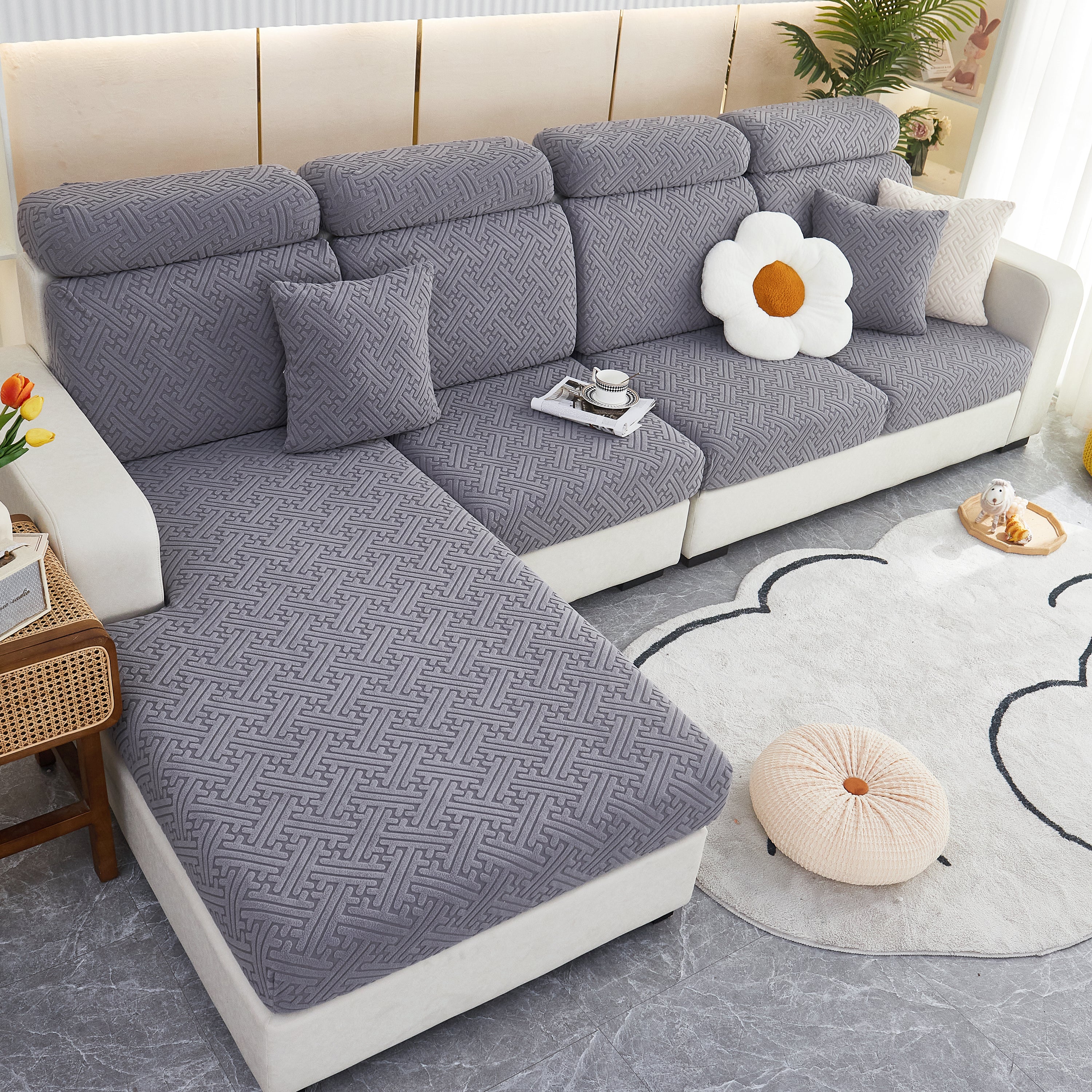 Polar Fleece Couch Cushion Covers, Stretch Sofa Seat Cushion Covers, Elastic Furniture Protector for Pets, Kid - Image 43