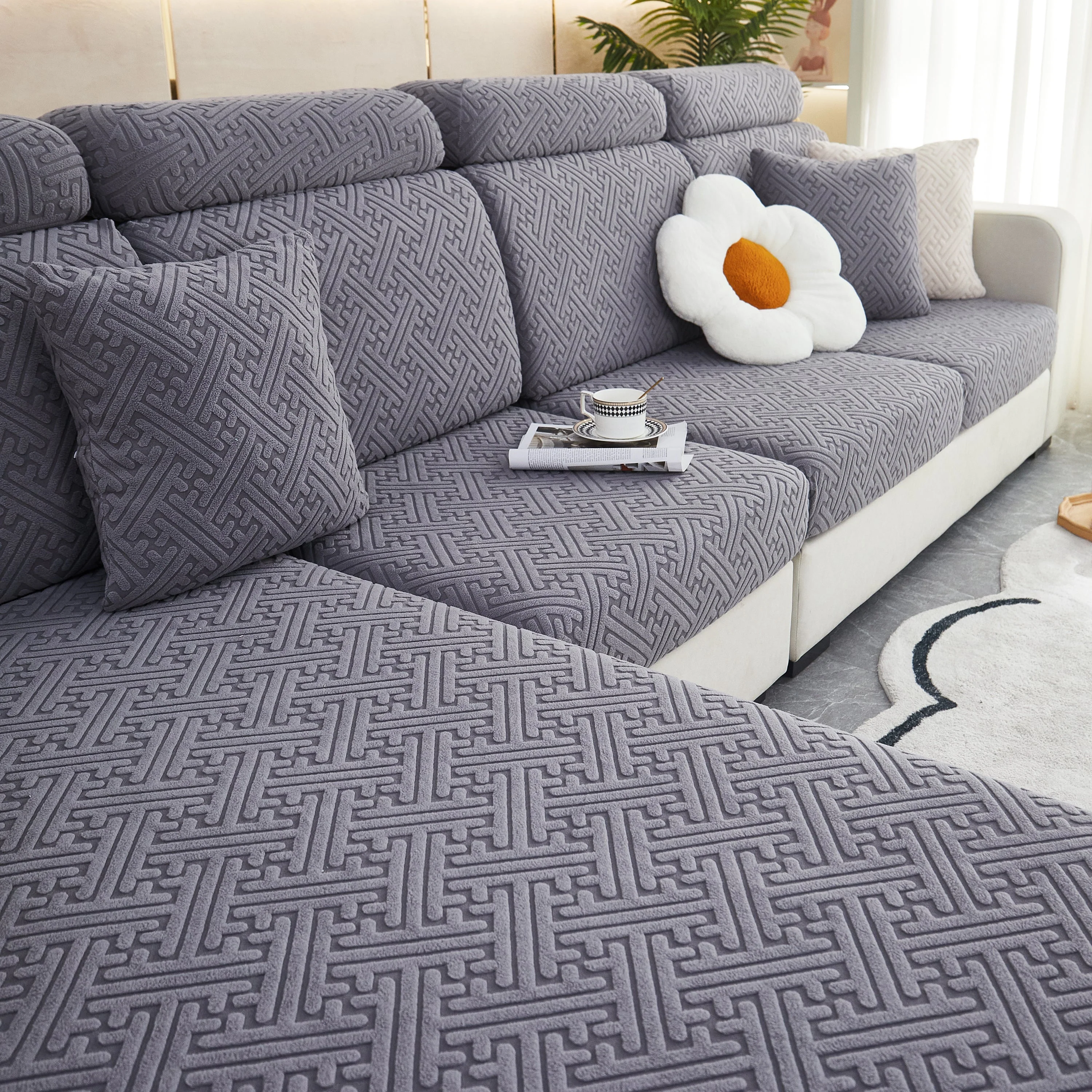 Polar Fleece Couch Cushion Covers, Stretch Sofa Seat Cushion Covers, Elastic Furniture Protector for Pets, Kid - Image 48