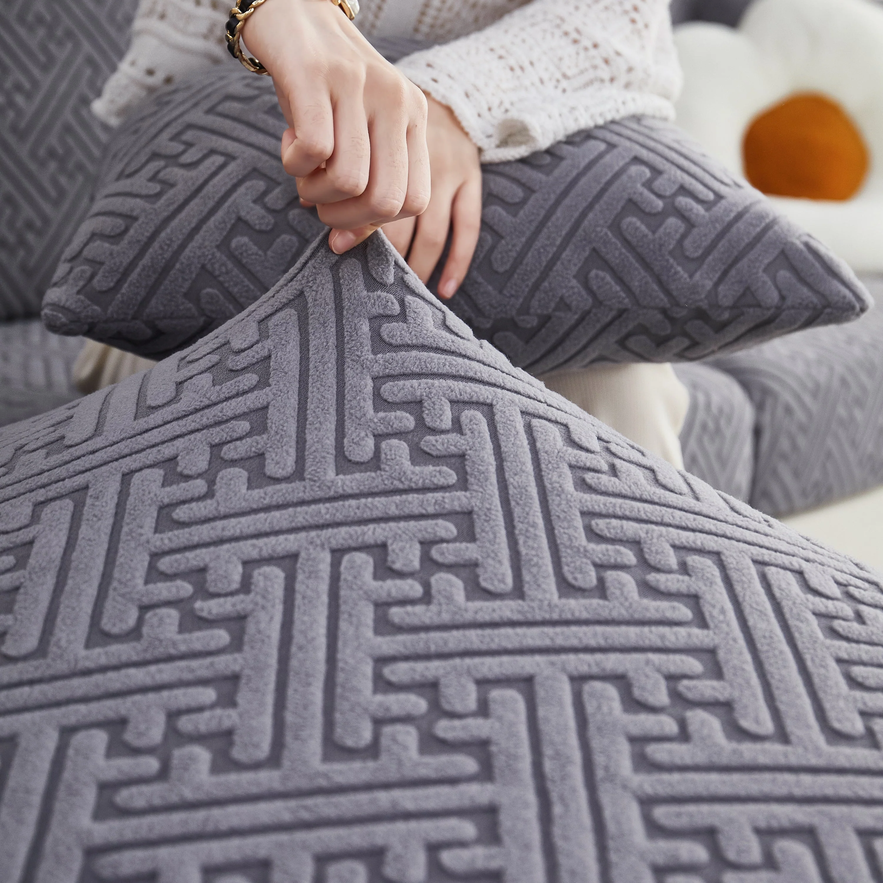Polar Fleece Couch Cushion Covers, Stretch Sofa Seat Cushion Covers, Elastic Furniture Protector for Pets, Kid - Image 49