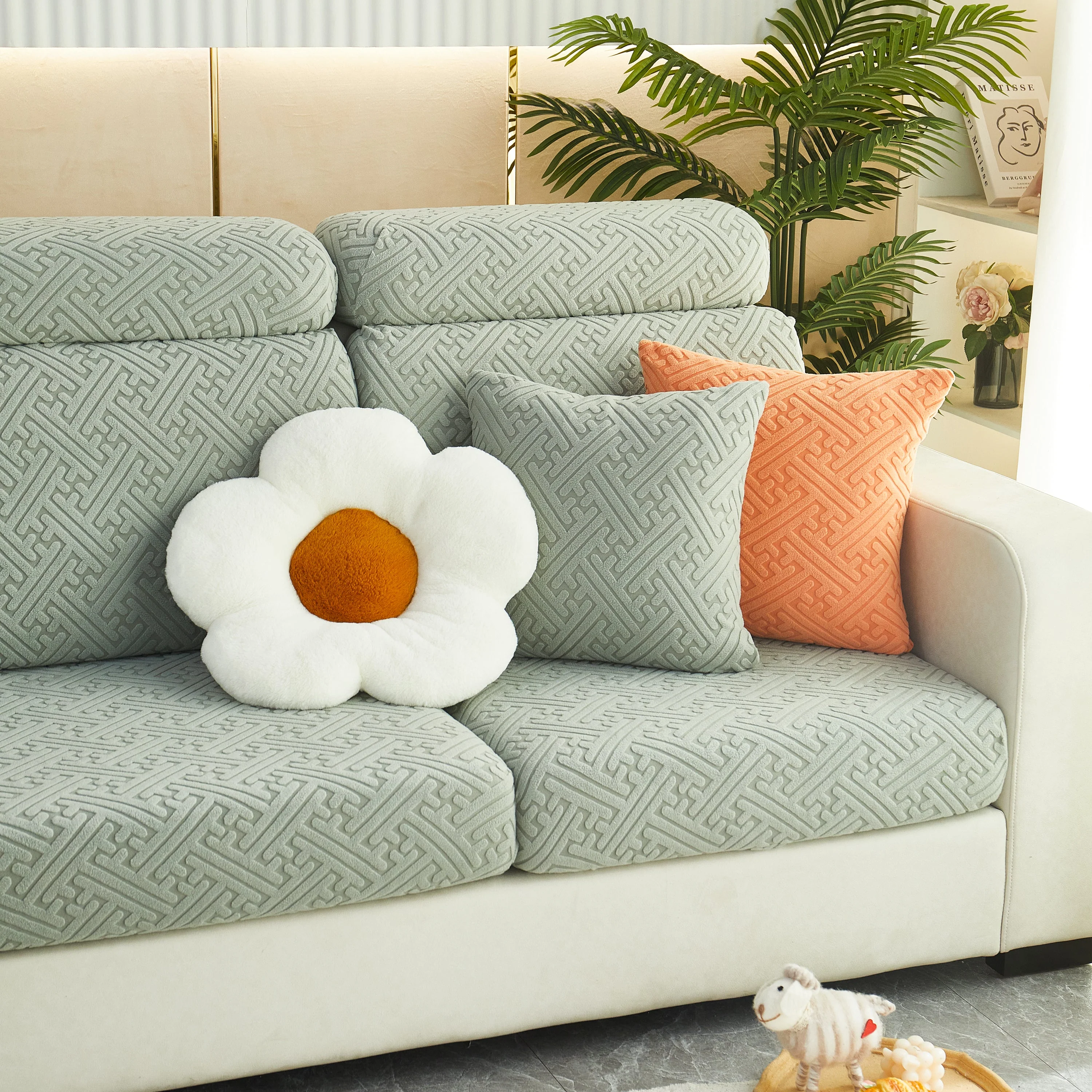 Polar Fleece Couch Cushion Covers, Stretch Sofa Seat Cushion Covers, Elastic Furniture Protector for Pets, Kid - Image 57