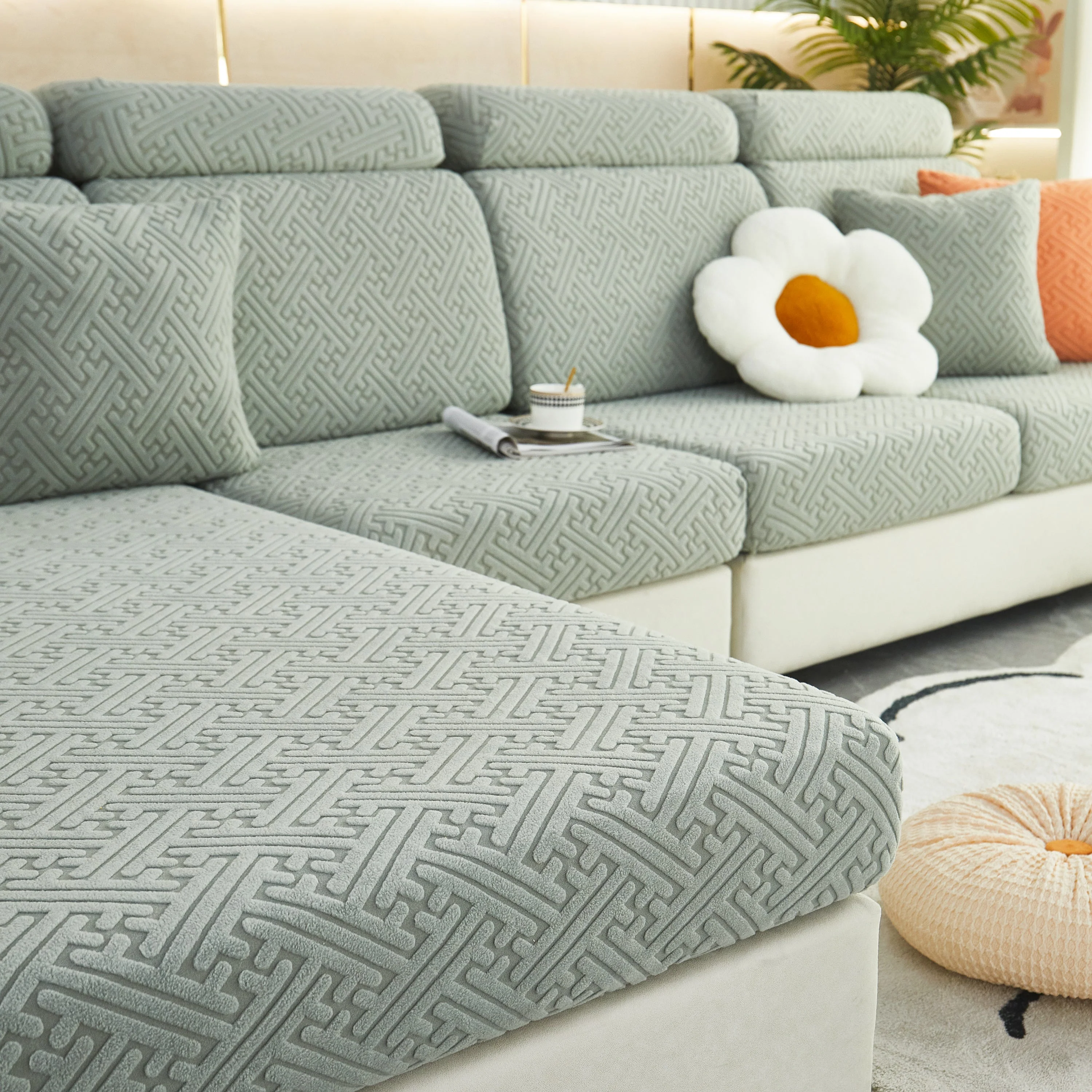 Polar Fleece Couch Cushion Covers, Stretch Sofa Seat Cushion Covers, Elastic Furniture Protector for Pets, Kid - Image 59