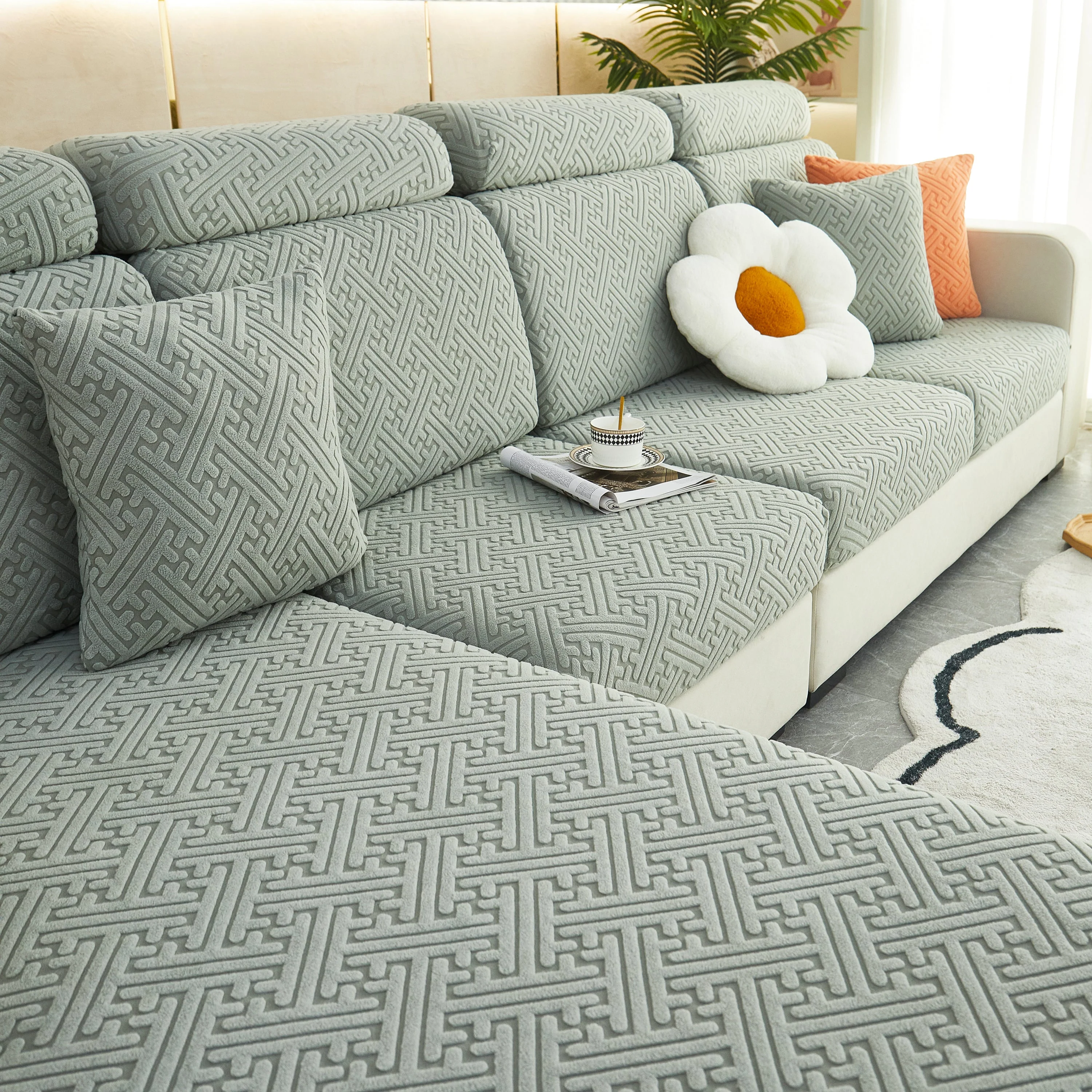 Polar Fleece Couch Cushion Covers, Stretch Sofa Seat Cushion Covers, Elastic Furniture Protector for Pets, Kid - Image 65