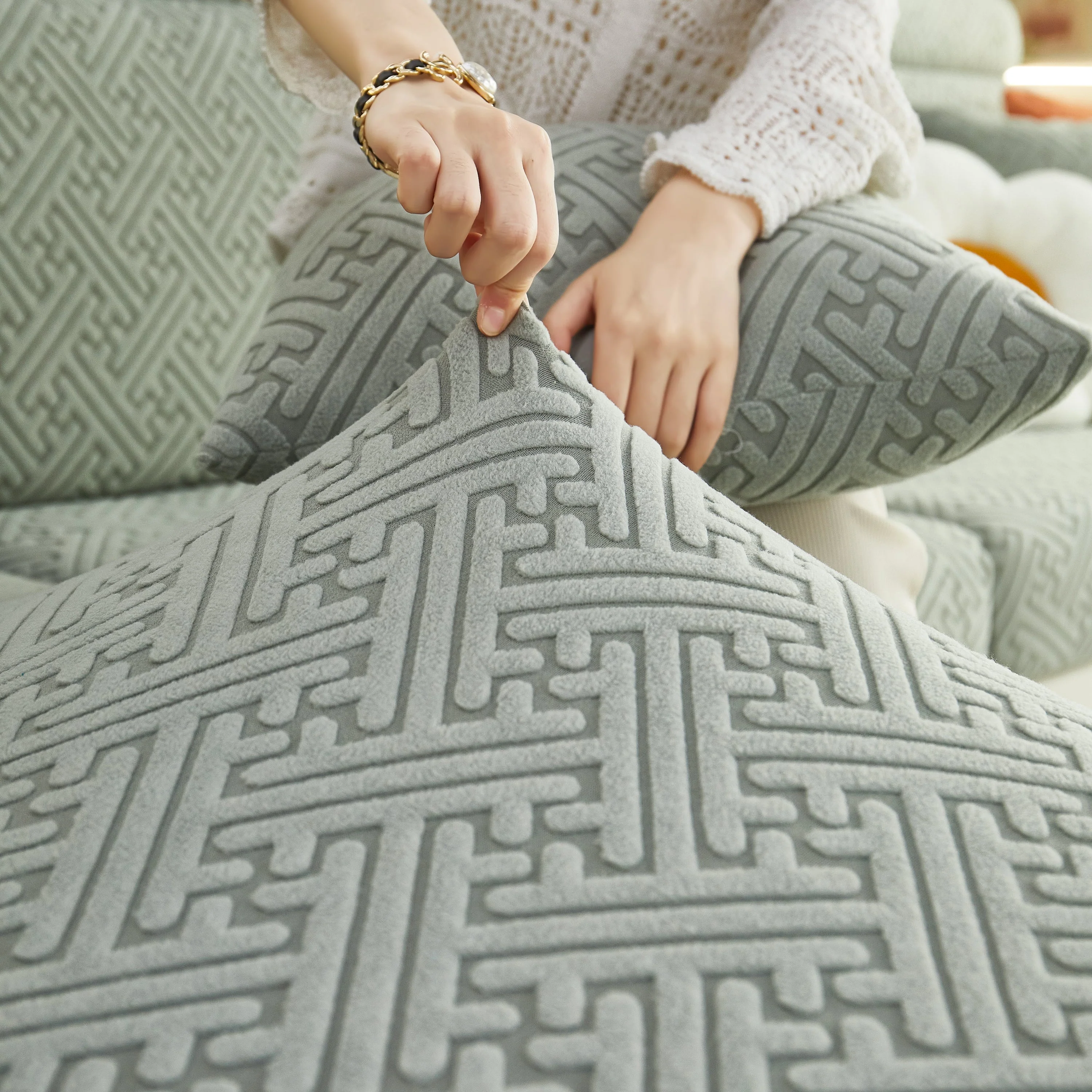 Polar Fleece Couch Cushion Covers, Stretch Sofa Seat Cushion Covers, Elastic Furniture Protector for Pets, Kid - Image 66