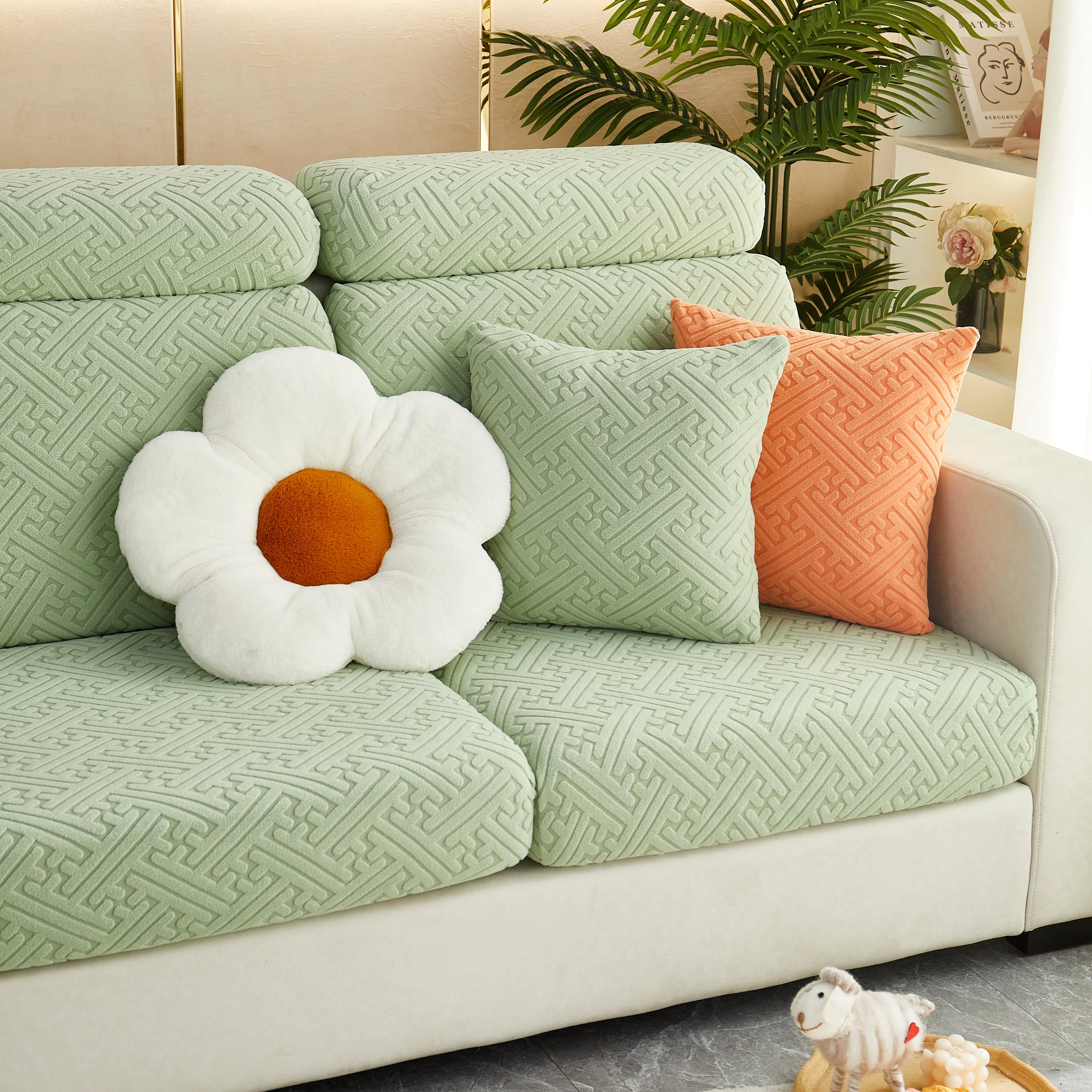 Polar Fleece Couch Cushion Covers, Stretch Sofa Seat Cushion Covers, Elastic Furniture Protector for Pets, Kid - Image 74