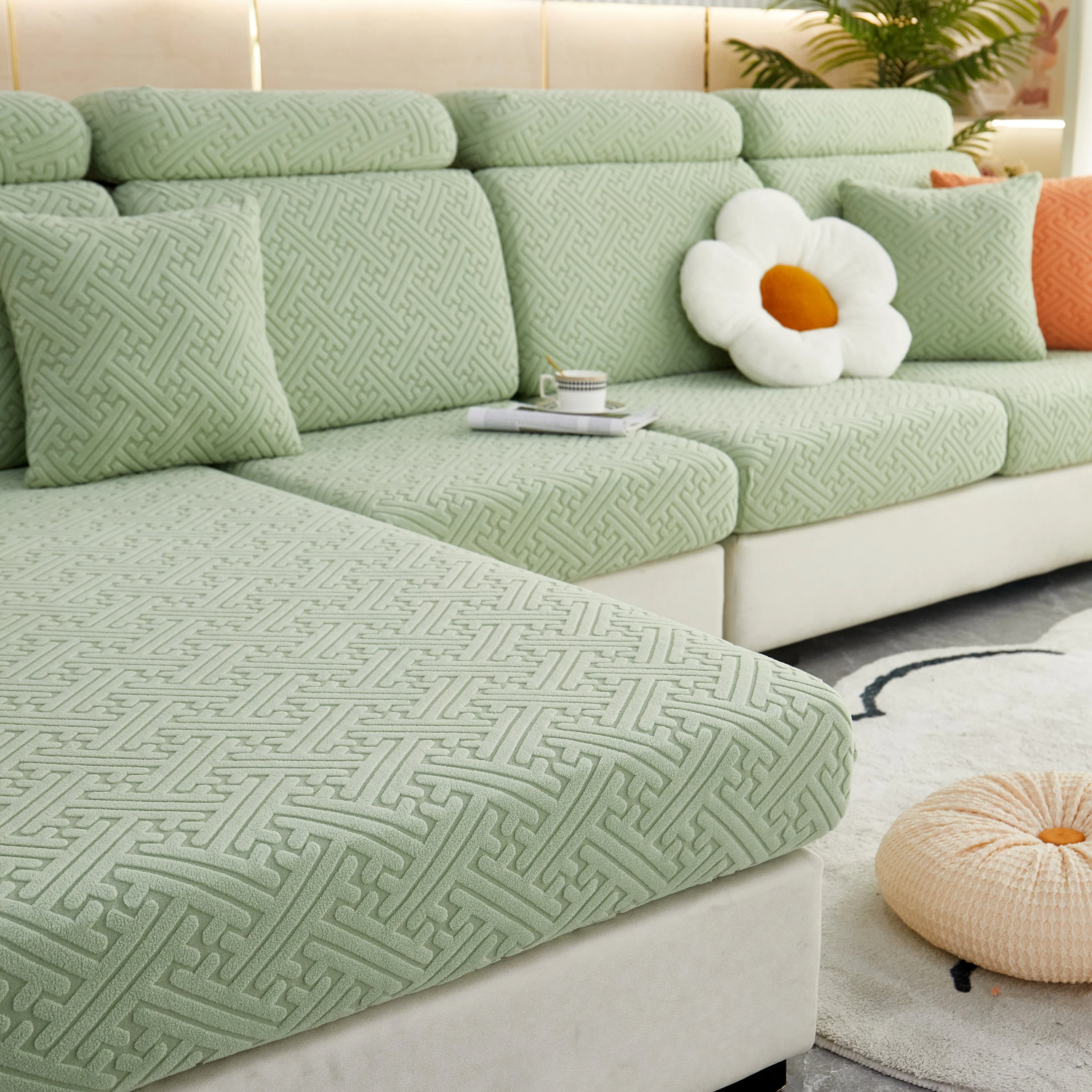 Polar Fleece Couch Cushion Covers, Stretch Sofa Seat Cushion Covers, Elastic Furniture Protector for Pets, Kid - Image 76