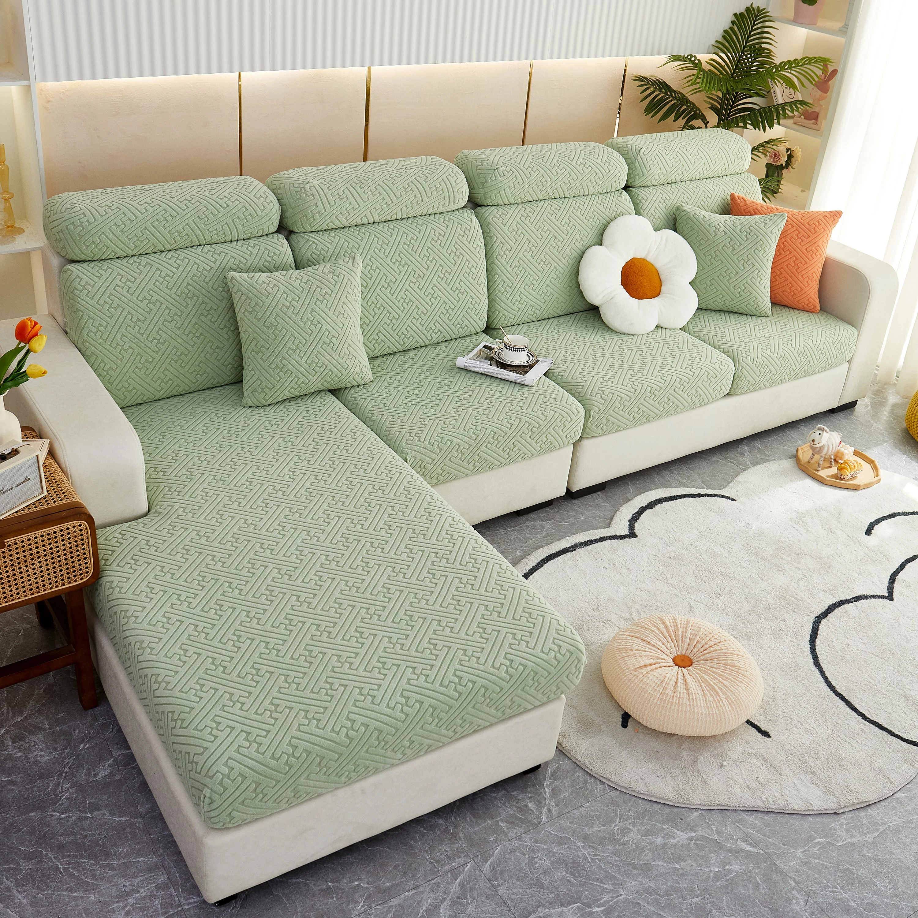 Polar Fleece Couch Cushion Covers, Stretch Sofa Seat Cushion Covers, Elastic Furniture Protector for Pets, Kid - Image 77