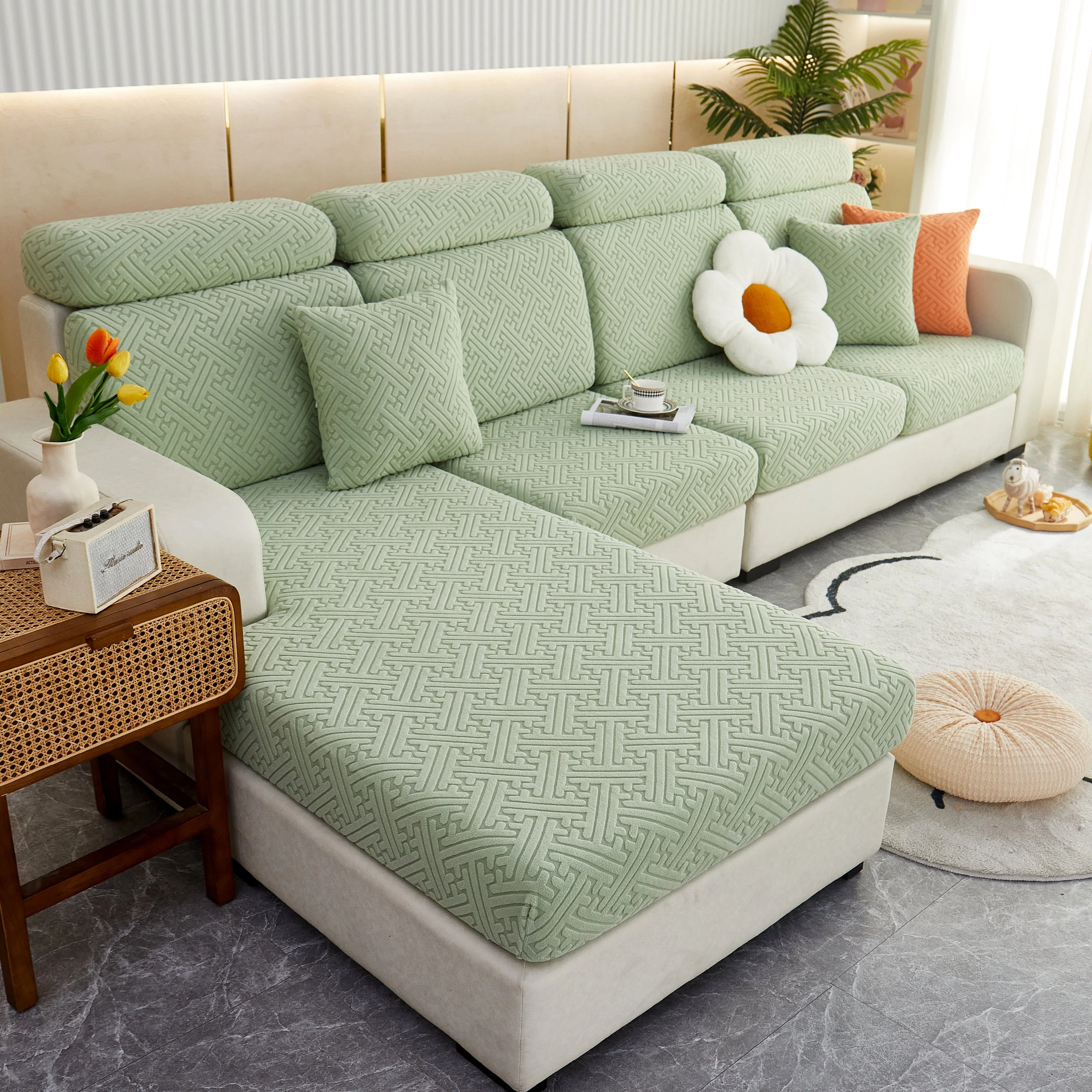 Polar Fleece Couch Cushion Covers, Stretch Sofa Seat Cushion Covers, Elastic Furniture Protector for Pets, Kid - Image 78