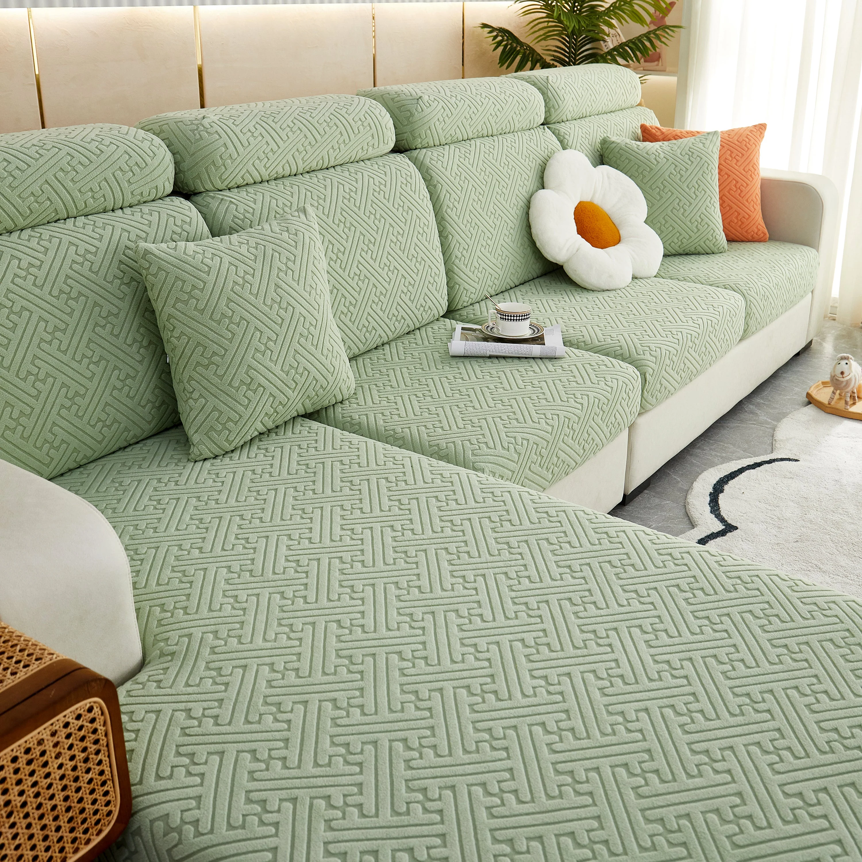 Polar Fleece Couch Cushion Covers, Stretch Sofa Seat Cushion Covers, Elastic Furniture Protector for Pets, Kid - Image 81