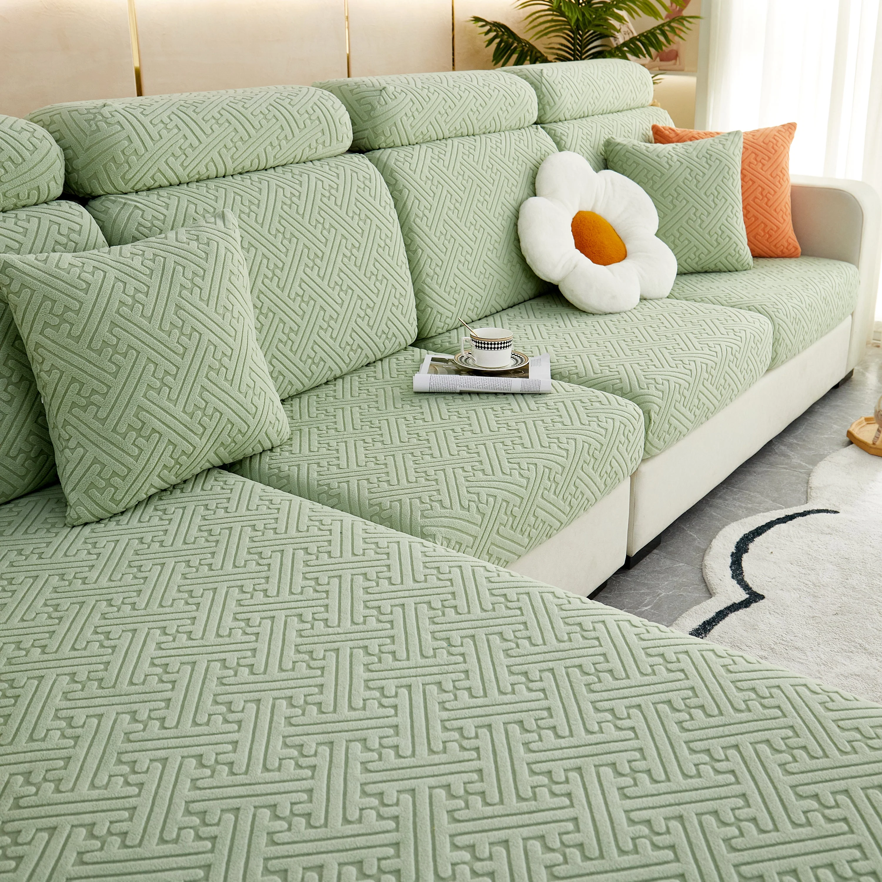 Polar Fleece Couch Cushion Covers, Stretch Sofa Seat Cushion Covers, Elastic Furniture Protector for Pets, Kid - Image 82