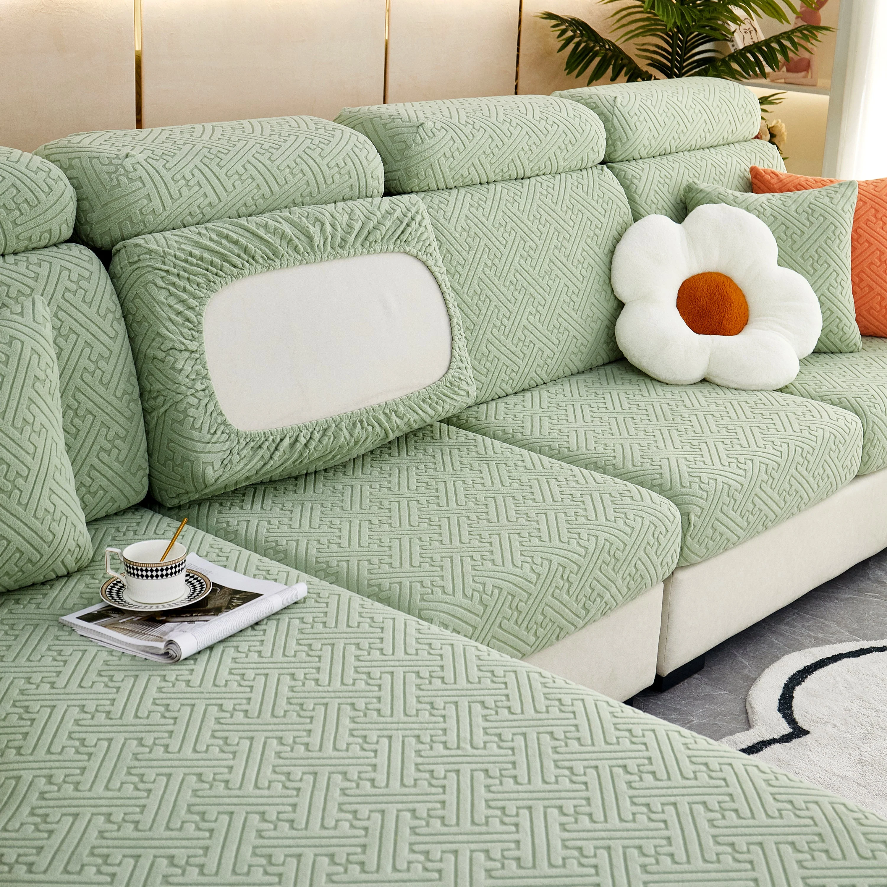 Polar Fleece Couch Cushion Covers, Stretch Sofa Seat Cushion Covers, Elastic Furniture Protector for Pets, Kid - Image 84