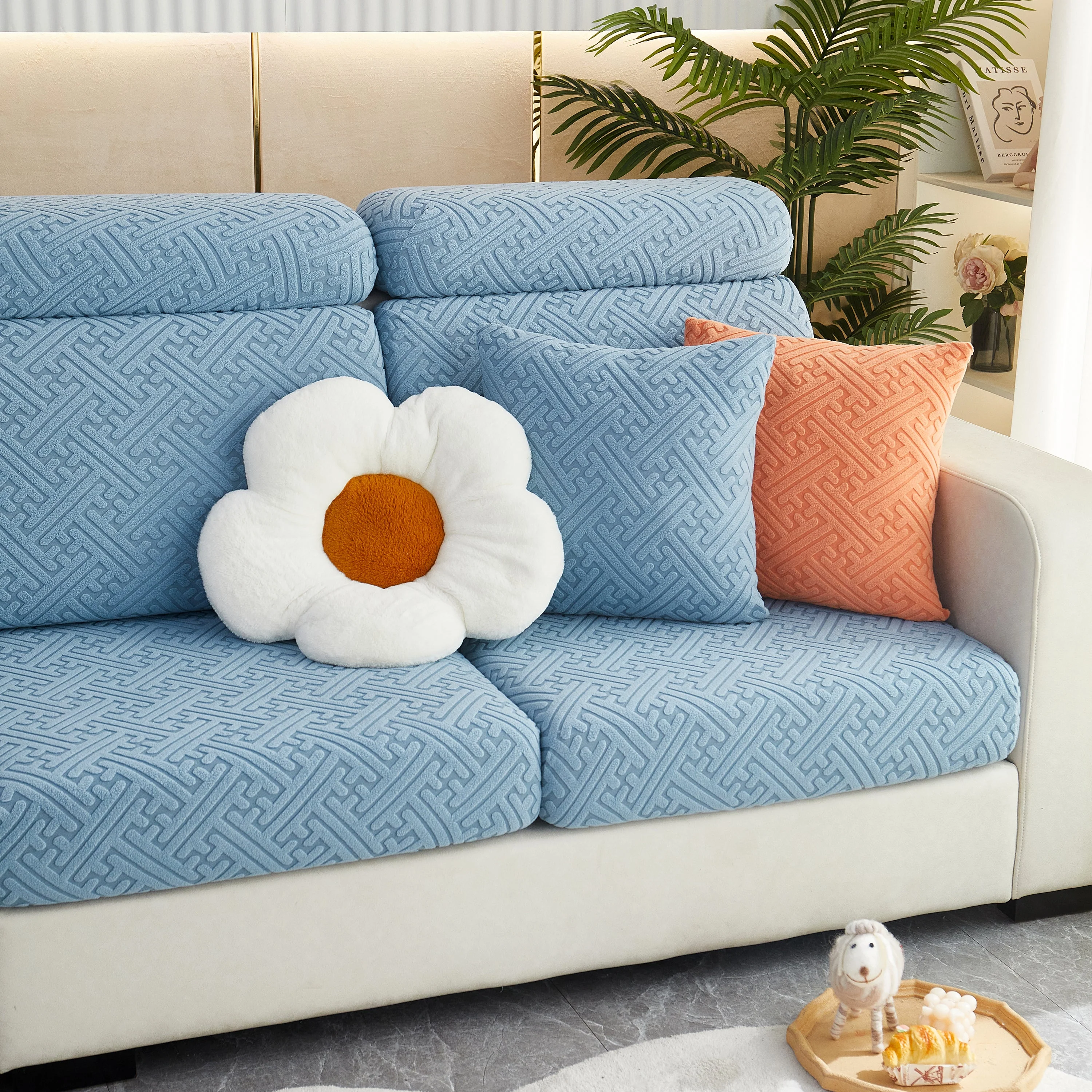Polar Fleece Couch Cushion Covers, Stretch Sofa Seat Cushion Covers, Elastic Furniture Protector for Pets, Kid - Image 9