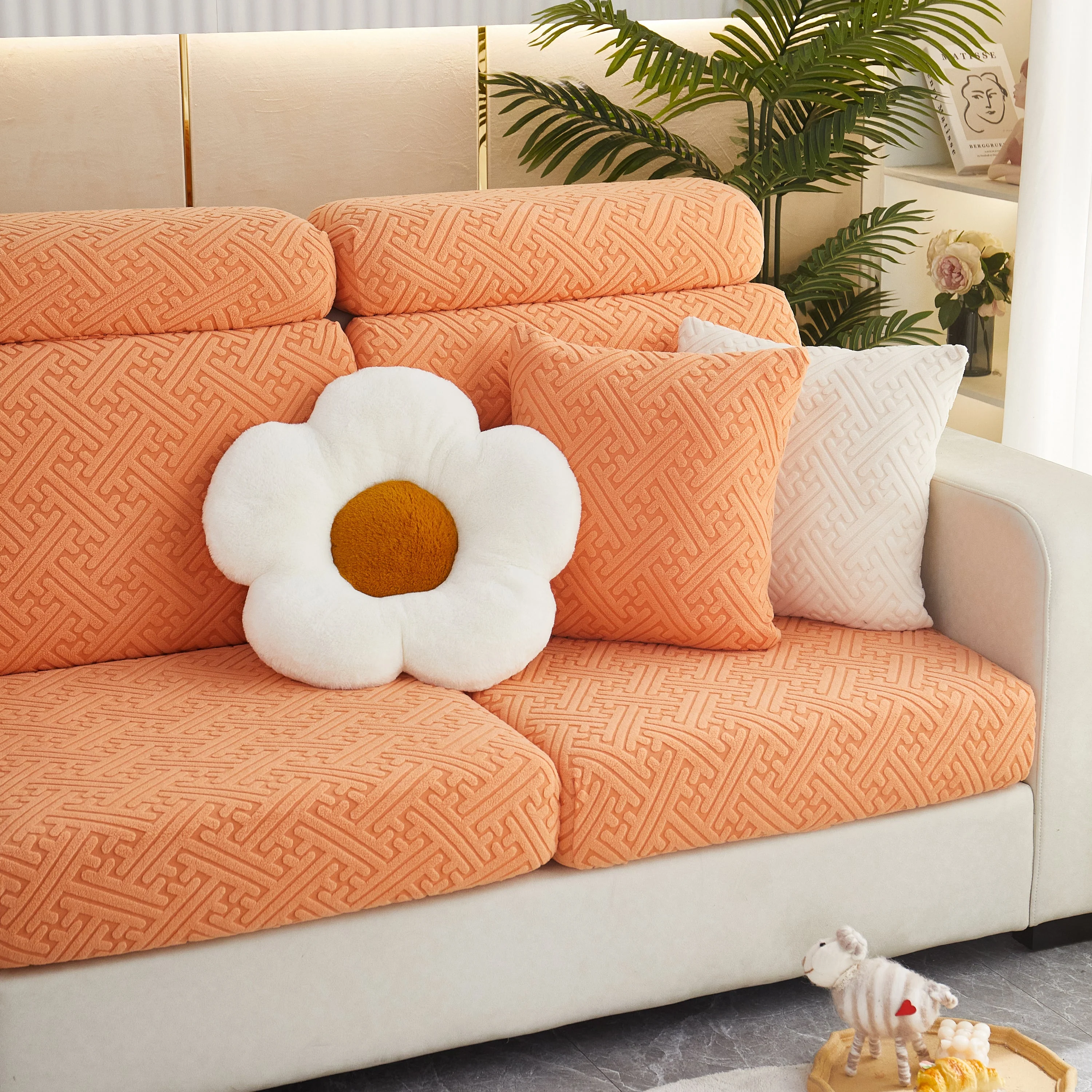 Polar Fleece Couch Cushion Covers, Stretch Sofa Seat Cushion Covers, Elastic Furniture Protector for Pets, Kid - Image 91