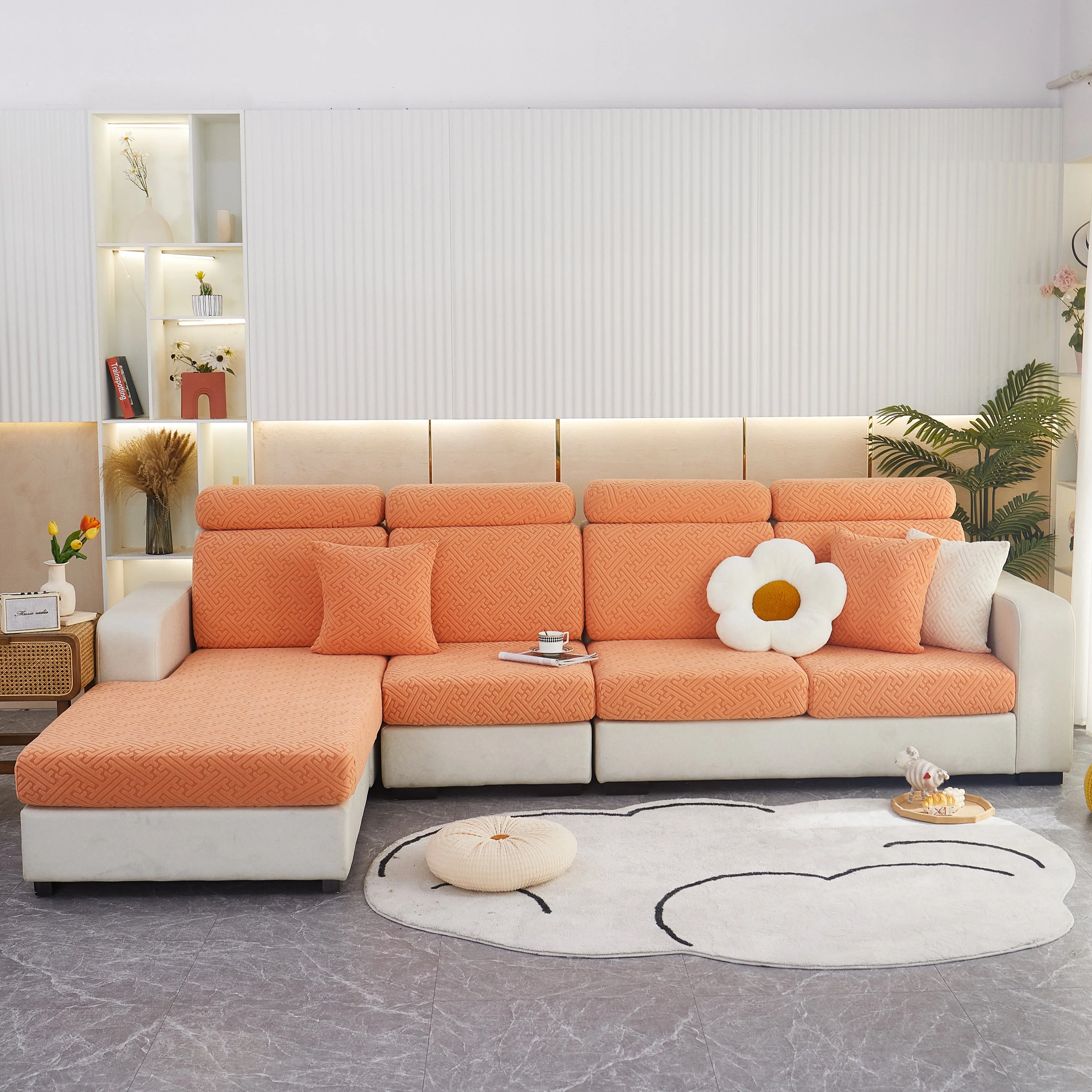 Polar Fleece Couch Cushion Covers, Stretch Sofa Seat Cushion Covers, Elastic Furniture Protector for Pets, Kid - Image 92
