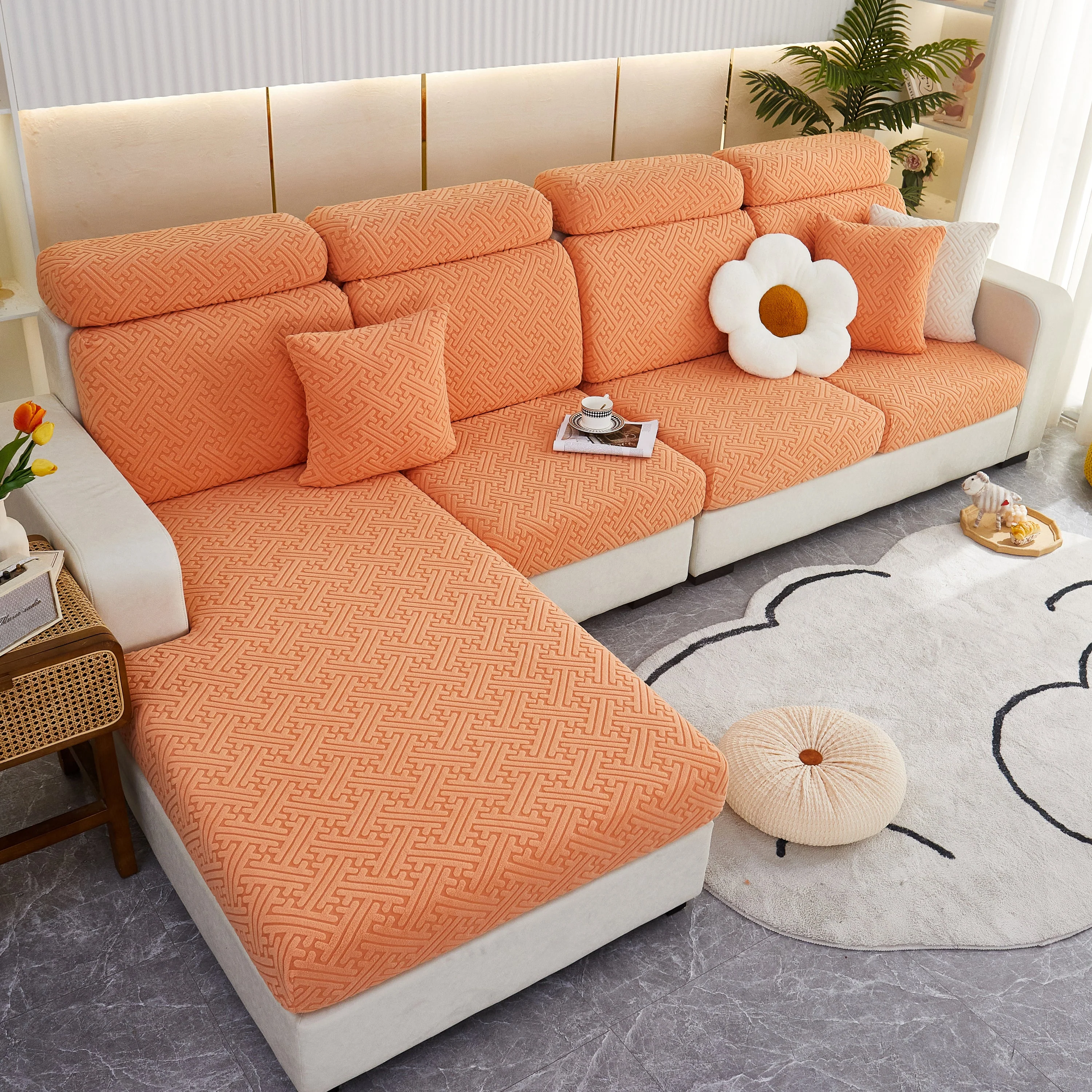 Polar Fleece Couch Cushion Covers, Stretch Sofa Seat Cushion Covers, Elastic Furniture Protector for Pets, Kid - Image 94