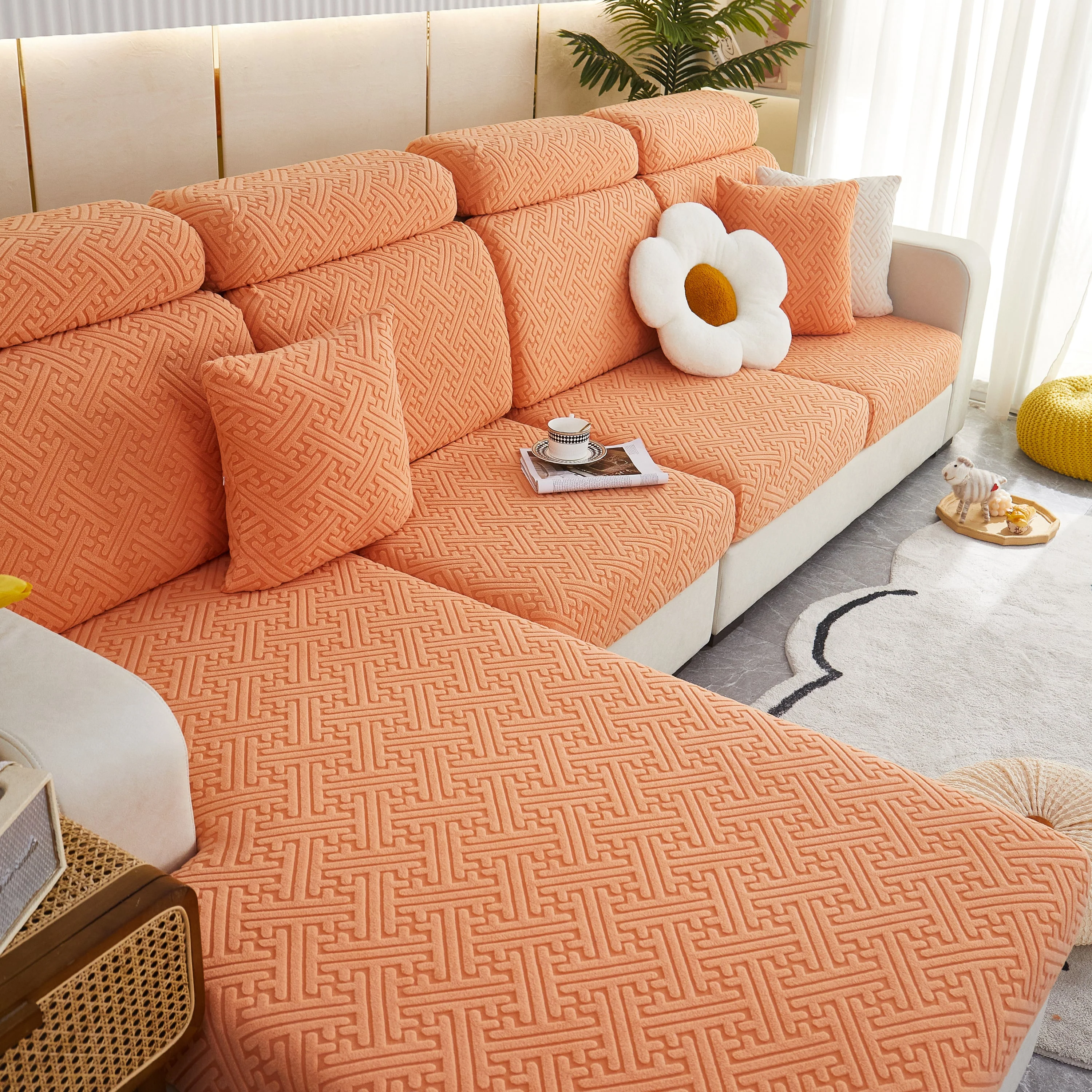 Polar Fleece Couch Cushion Covers, Stretch Sofa Seat Cushion Covers, Elastic Furniture Protector for Pets, Kid - Image 96