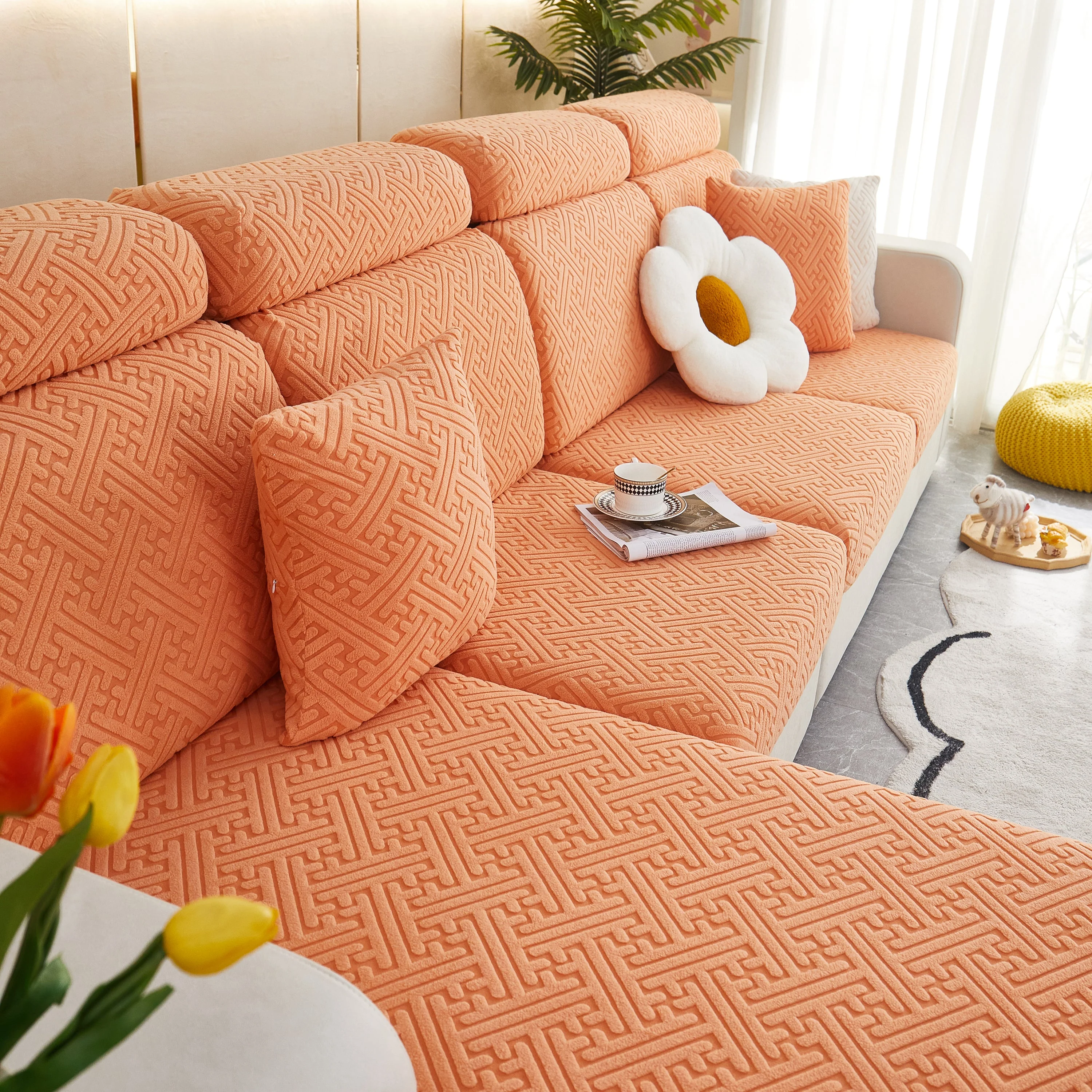 Polar Fleece Couch Cushion Covers, Stretch Sofa Seat Cushion Covers, Elastic Furniture Protector for Pets, Kid - Image 97