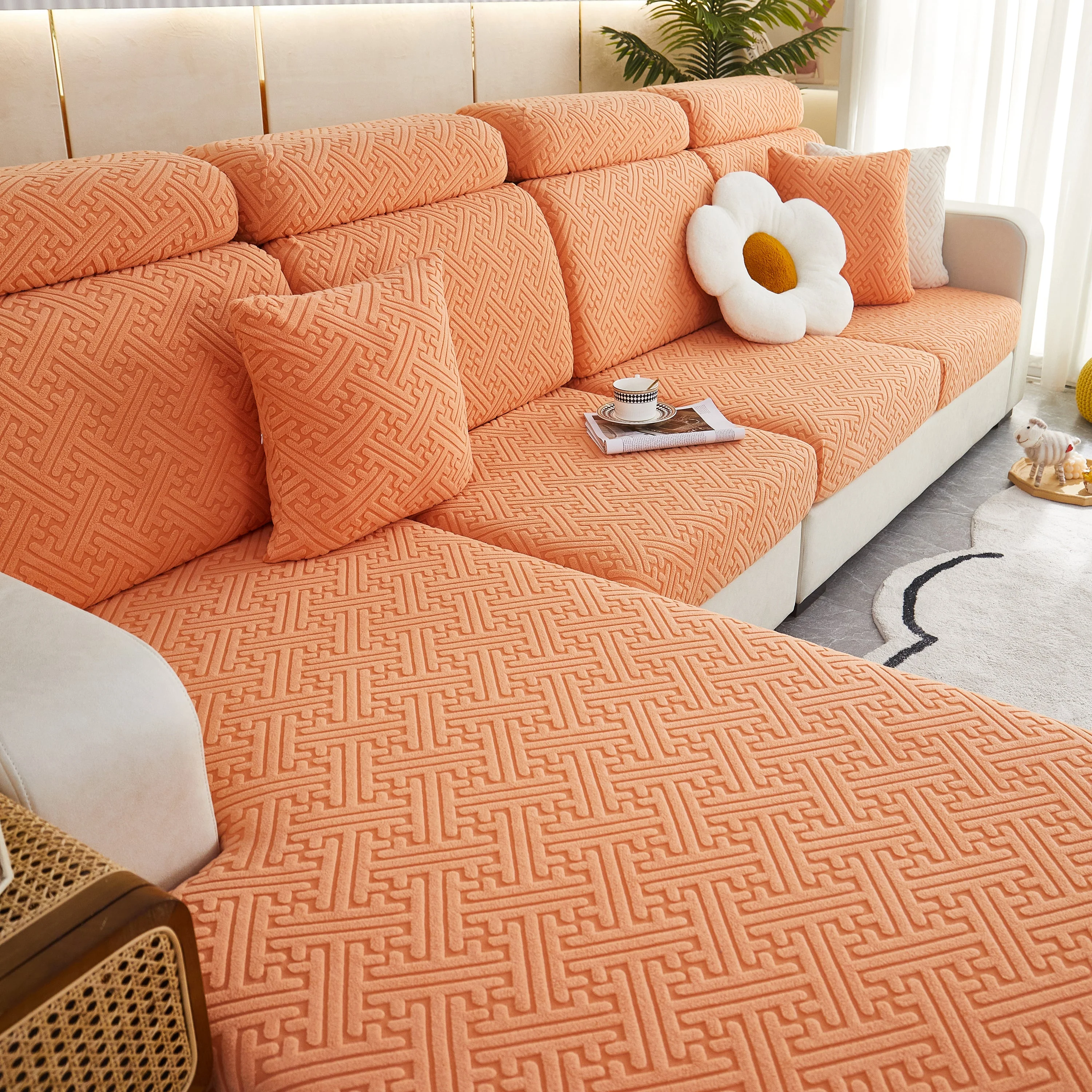 Polar Fleece Couch Cushion Covers, Stretch Sofa Seat Cushion Covers, Elastic Furniture Protector for Pets, Kid - Image 98
