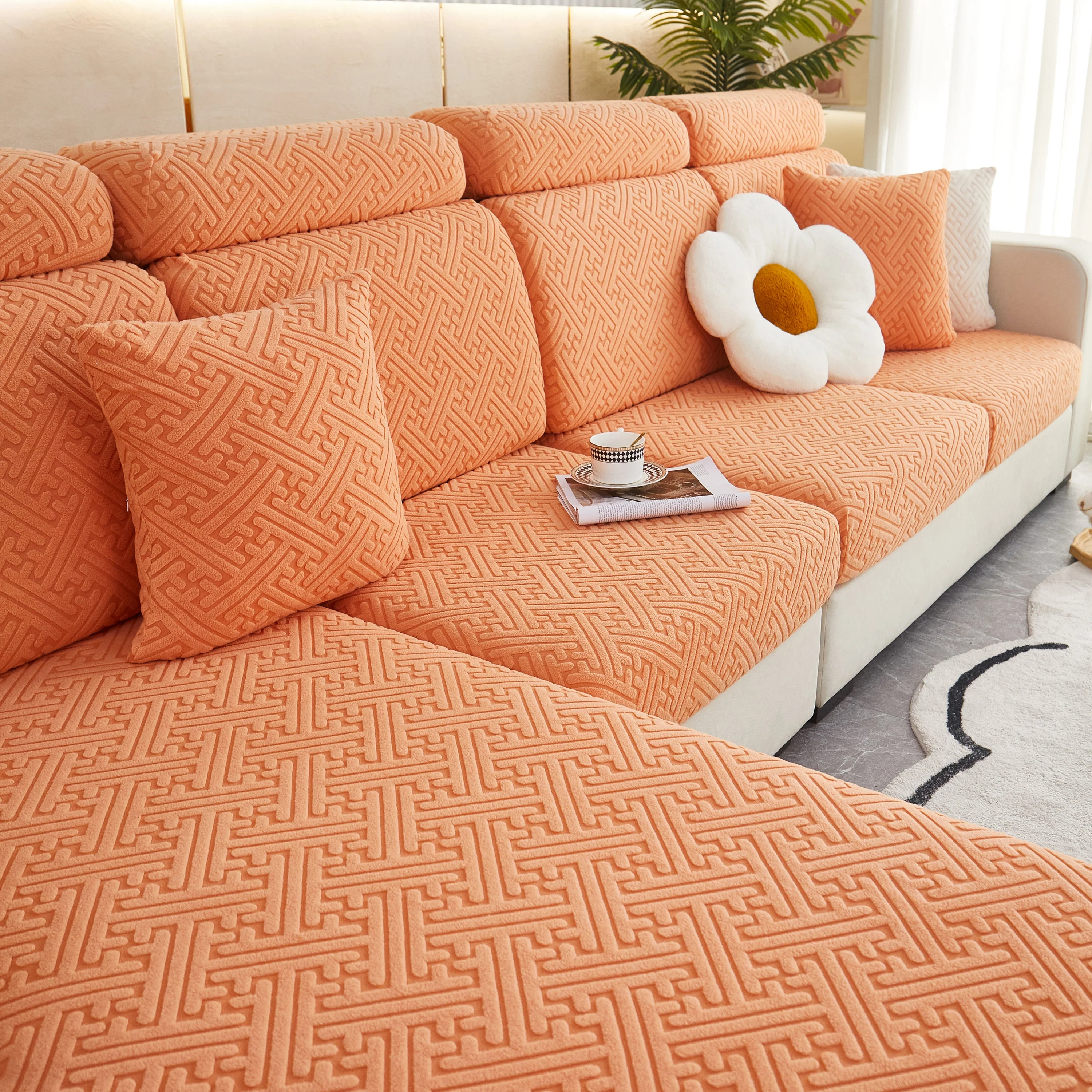 Polar Fleece Couch Cushion Covers, Stretch Sofa Seat Cushion Covers, Elastic Furniture Protector for Pets, Kid - Image 99