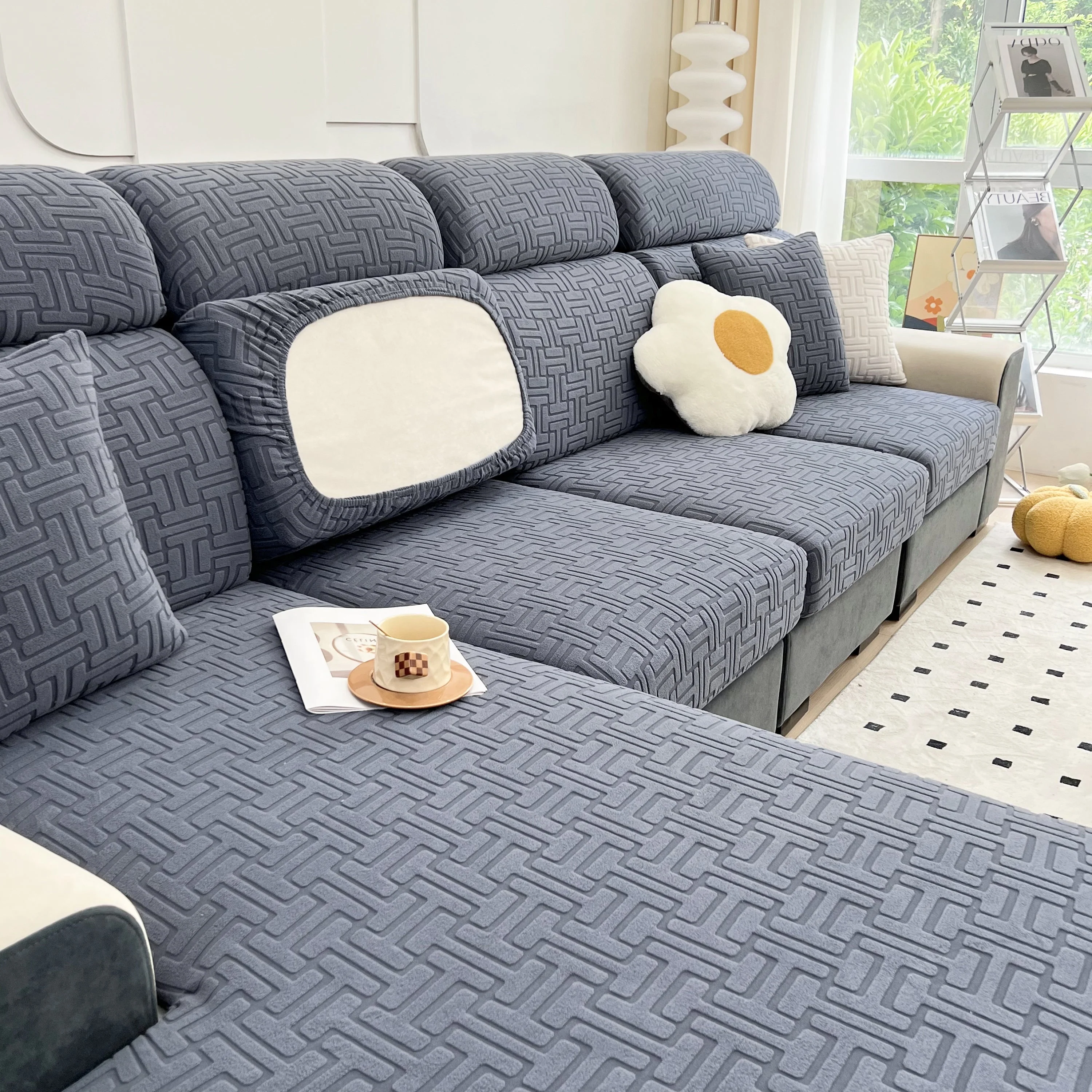 Polar Fleece Stretch Seat Cushion Covers, Couch Cushion Covers Slipcover, Sofa Cushion Protector Covers - Image 10