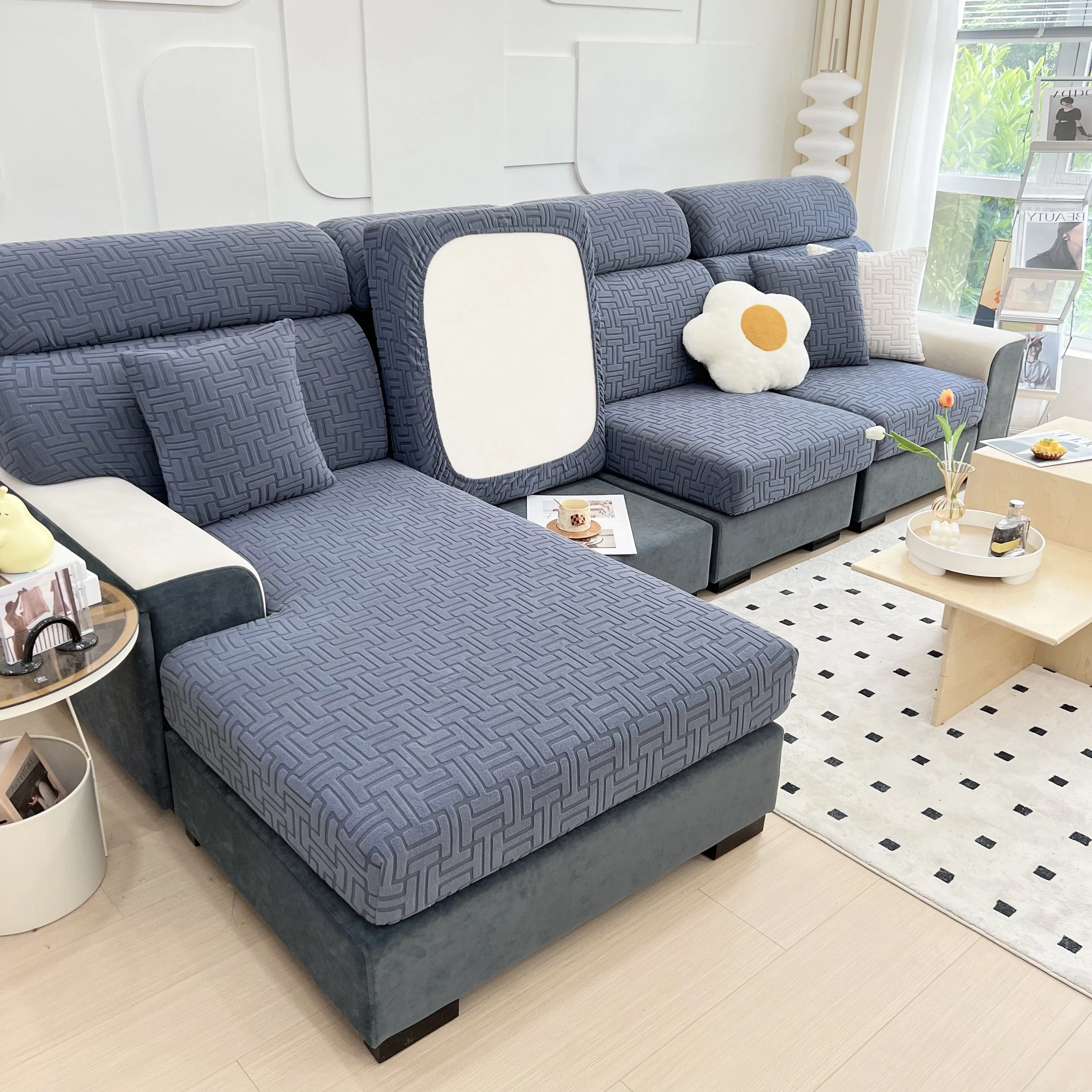 Polar Fleece Stretch Seat Cushion Covers, Couch Cushion Covers Slipcover, Sofa Cushion Protector Covers - Image 11