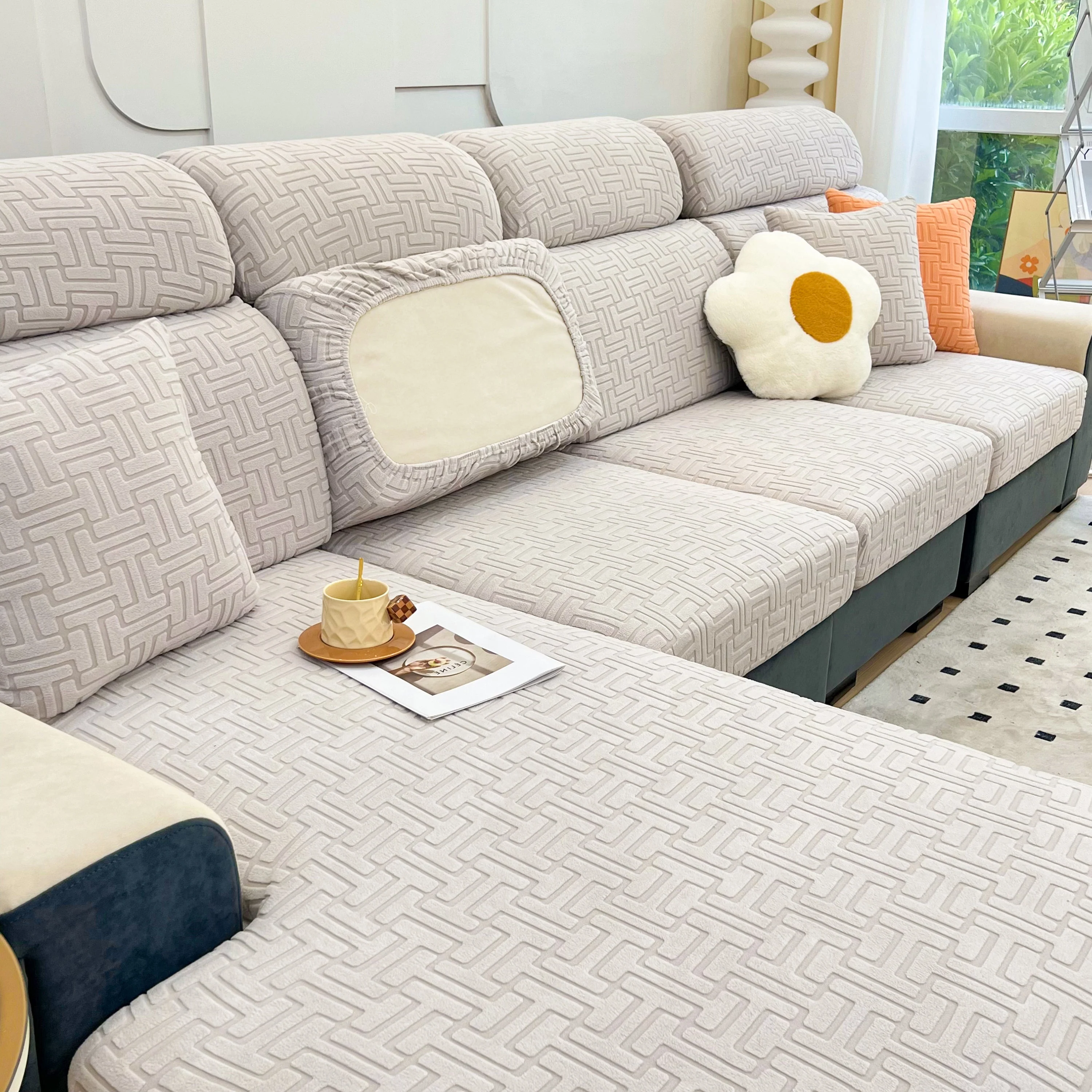 Polar Fleece Stretch Seat Cushion Covers, Couch Cushion Covers Slipcover, Sofa Cushion Protector Covers - Image 134