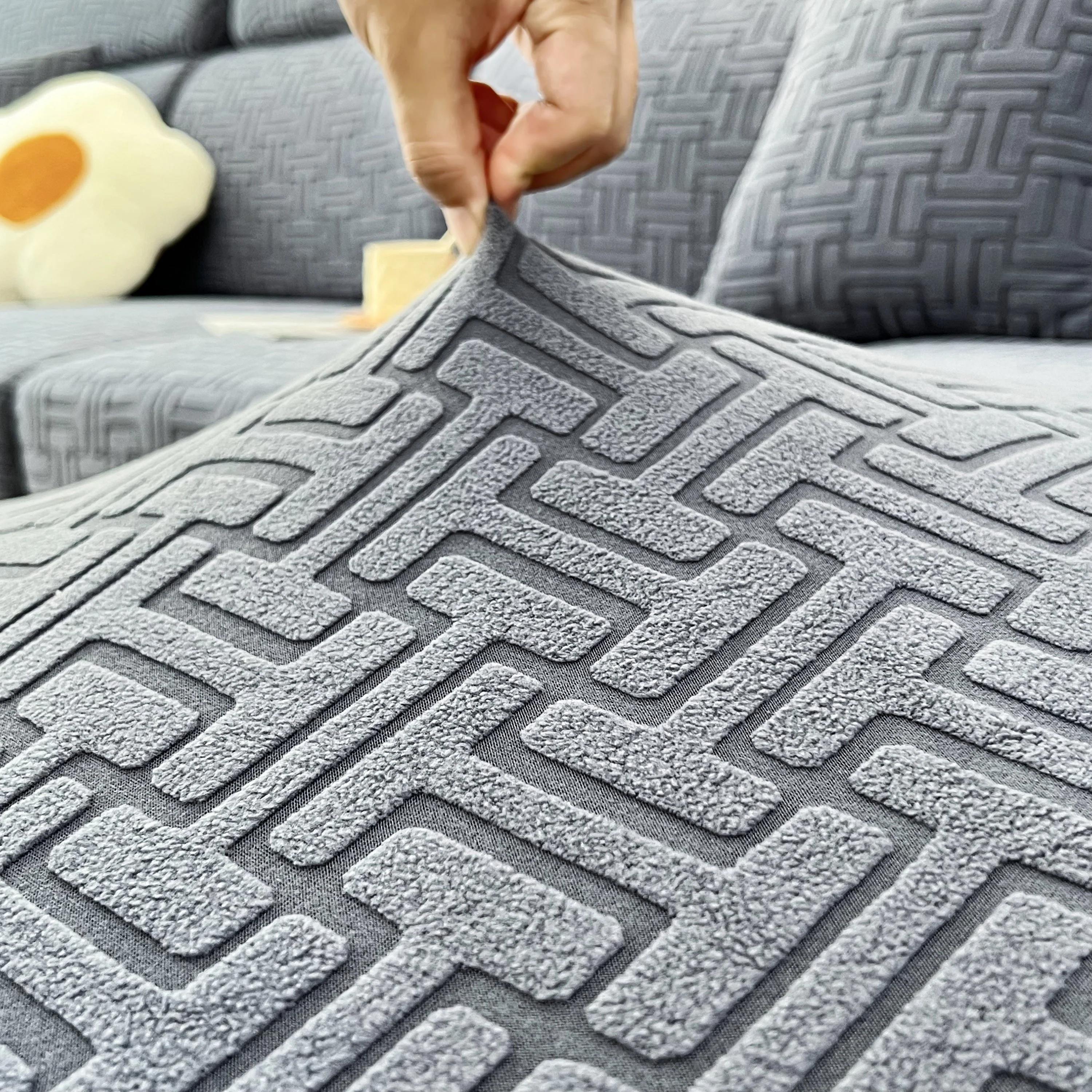 Polar Fleece Stretch Seat Cushion Covers, Couch Cushion Covers Slipcover, Sofa Cushion Protector Covers - Image 2