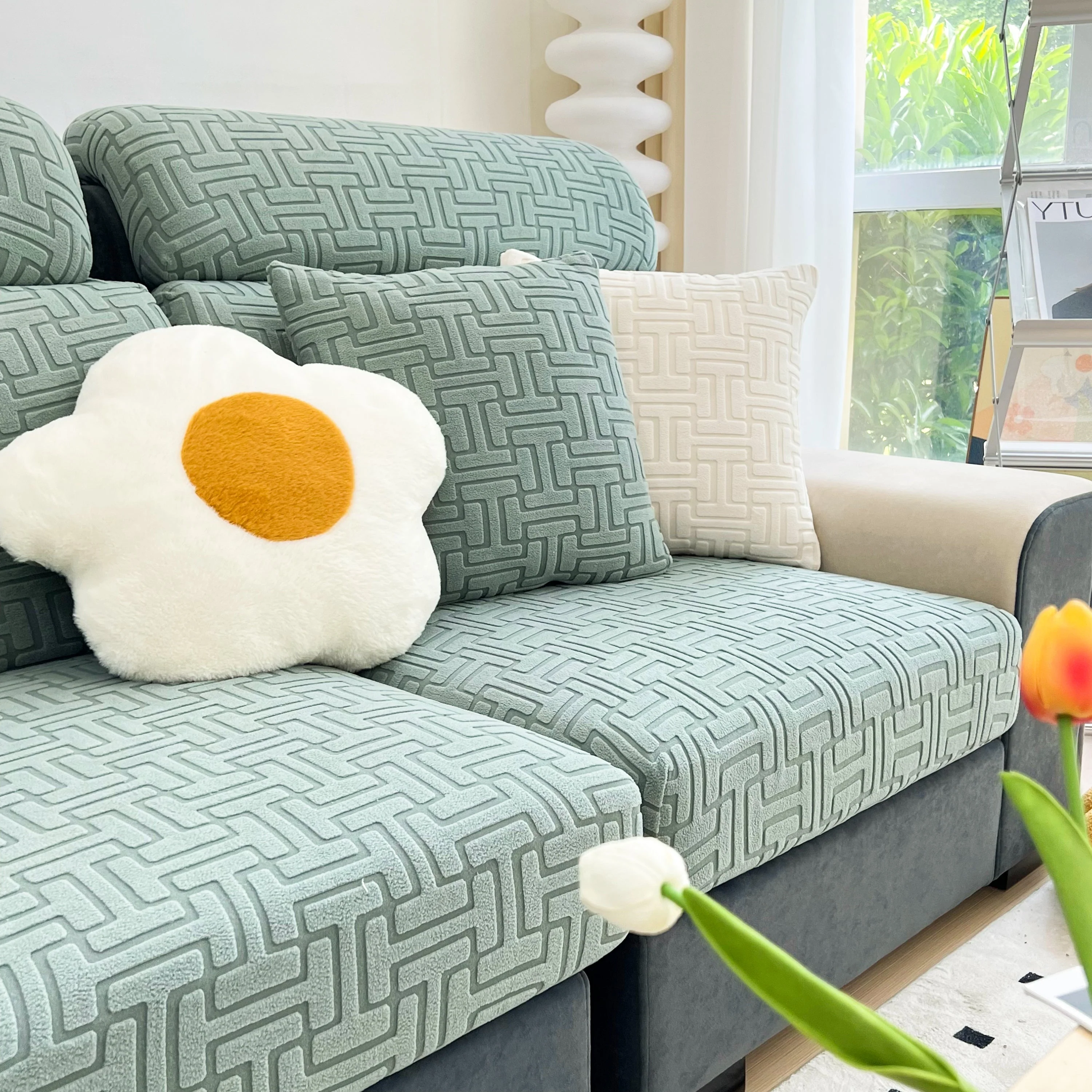 Polar Fleece Stretch Seat Cushion Covers, Couch Cushion Covers Slipcover, Sofa Cushion Protector Covers - Image 21