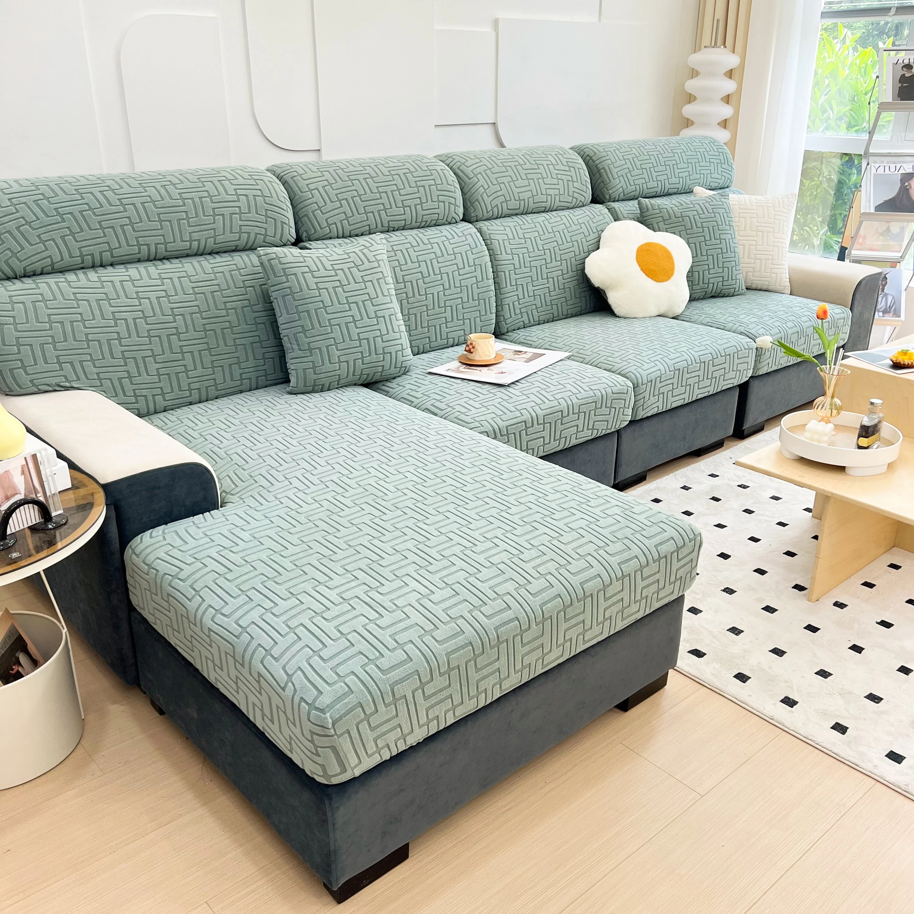 Polar Fleece Stretch Seat Cushion Covers, Couch Cushion Covers Slipcover, Sofa Cushion Protector Covers - Image 25