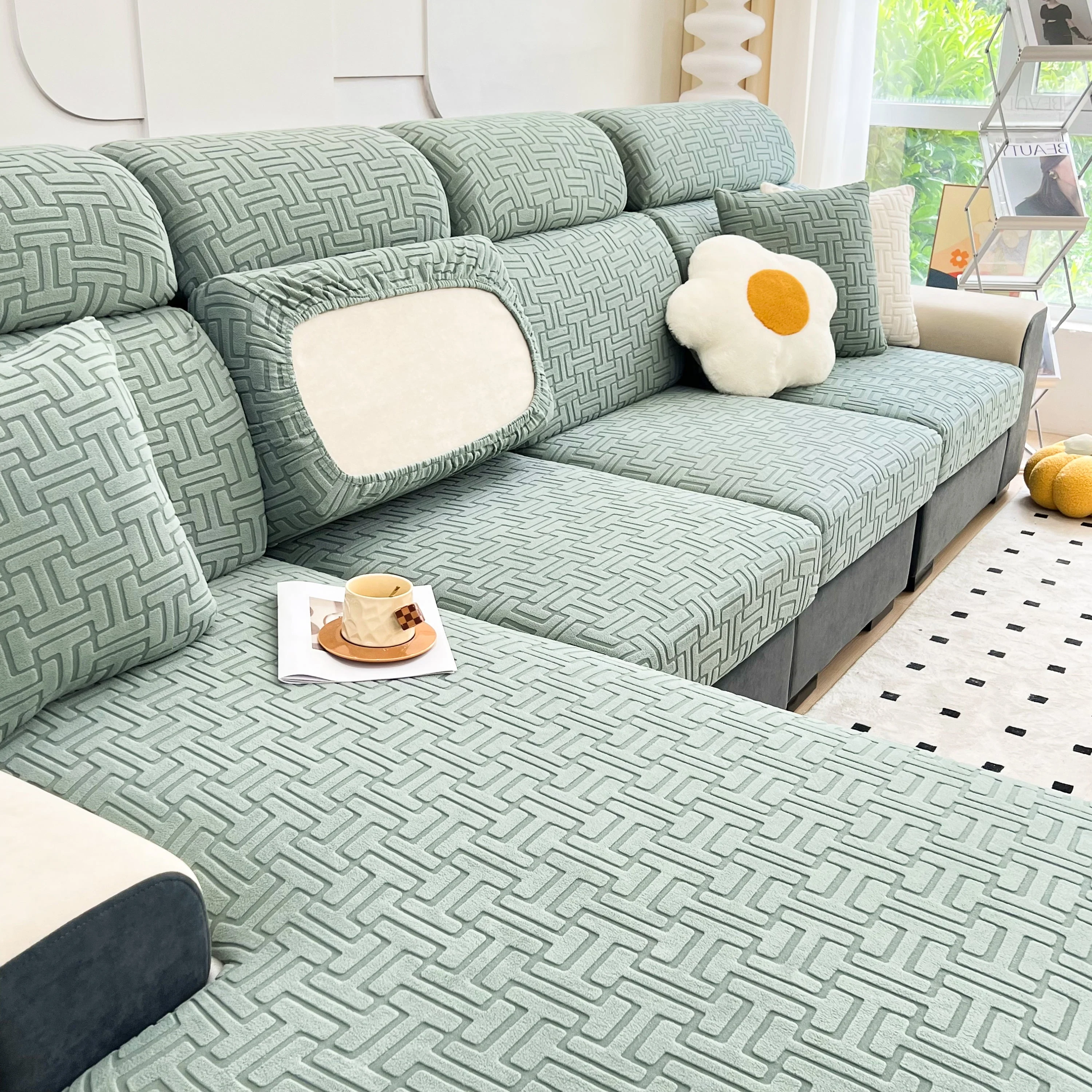 Polar Fleece Stretch Seat Cushion Covers, Couch Cushion Covers Slipcover, Sofa Cushion Protector Covers - Image 33