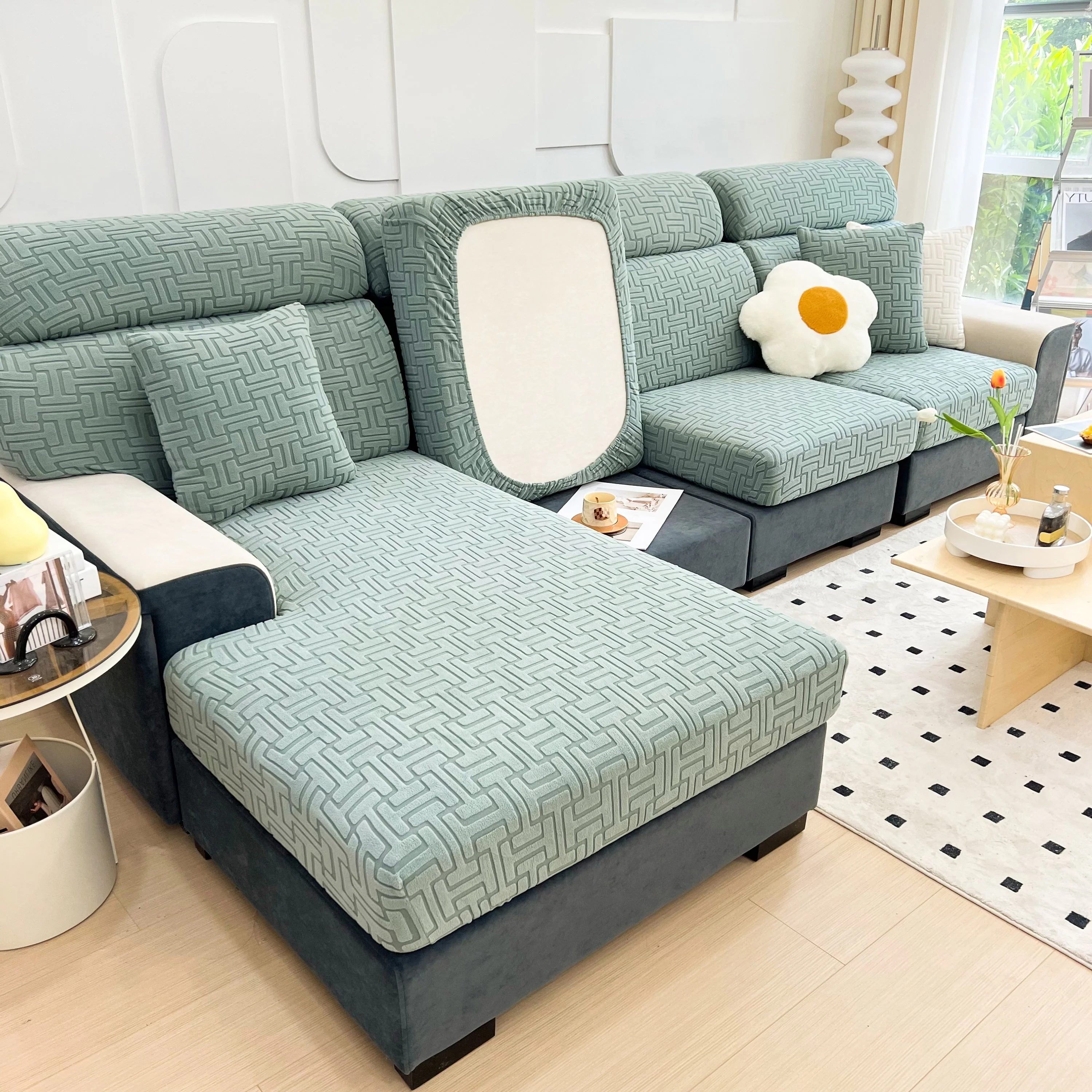 Polar Fleece Stretch Seat Cushion Covers, Couch Cushion Covers Slipcover, Sofa Cushion Protector Covers - Image 34