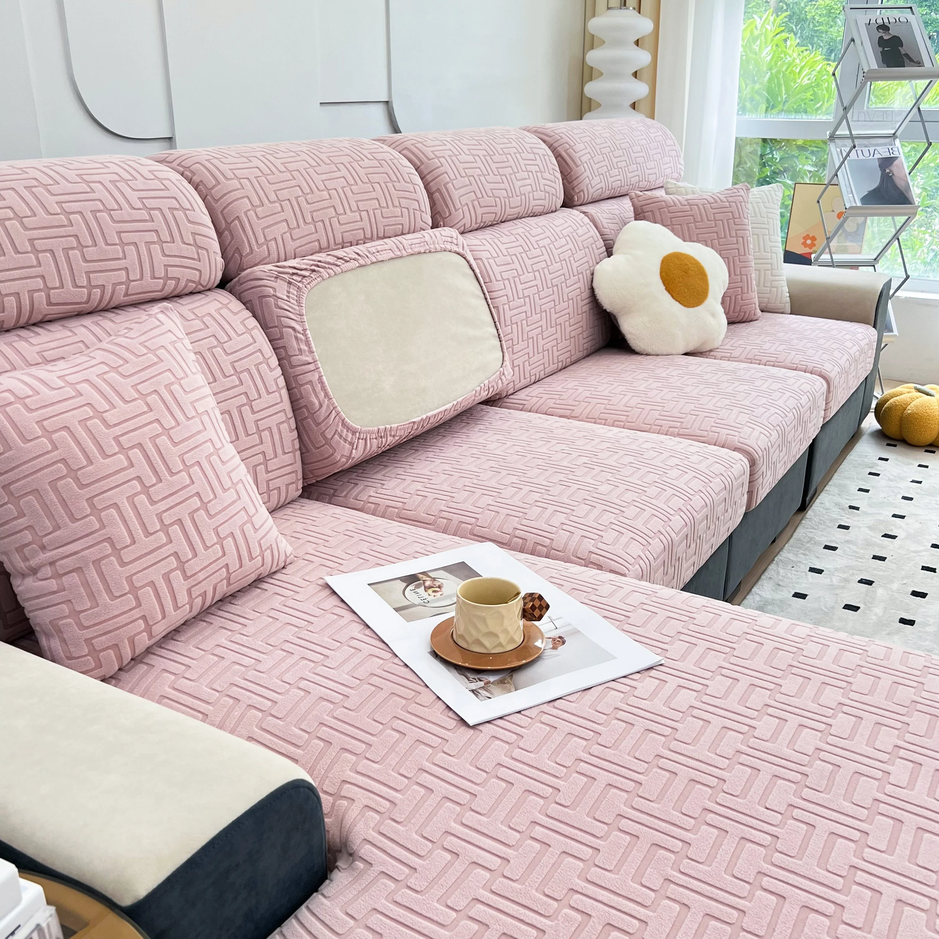 Polar Fleece Stretch Seat Cushion Covers, Couch Cushion Covers Slipcover, Sofa Cushion Protector Covers - Image 48