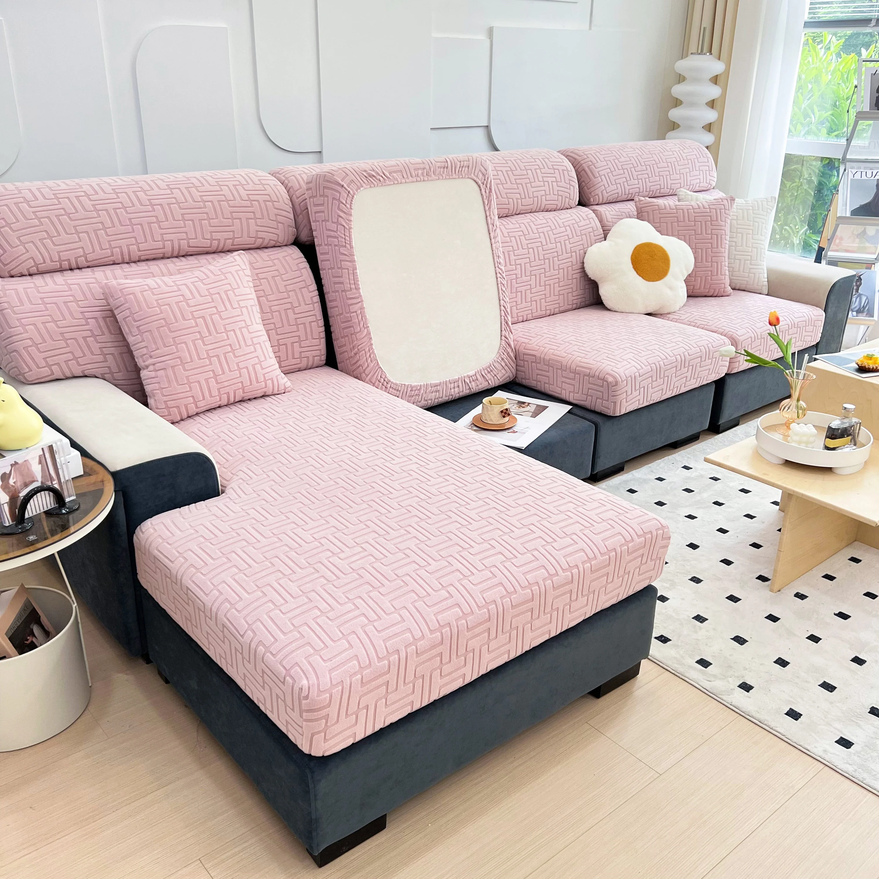 Polar Fleece Stretch Seat Cushion Covers, Couch Cushion Covers Slipcover, Sofa Cushion Protector Covers - Image 50