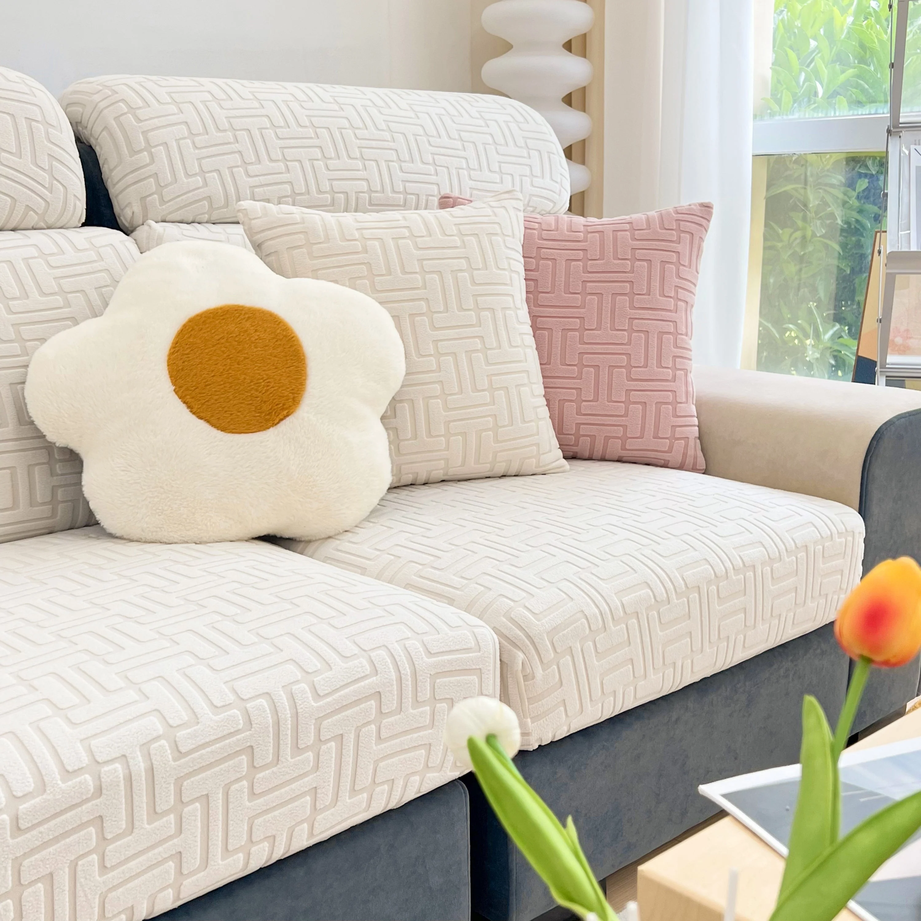 Polar Fleece Stretch Seat Cushion Covers, Couch Cushion Covers Slipcover, Sofa Cushion Protector Covers - Image 56