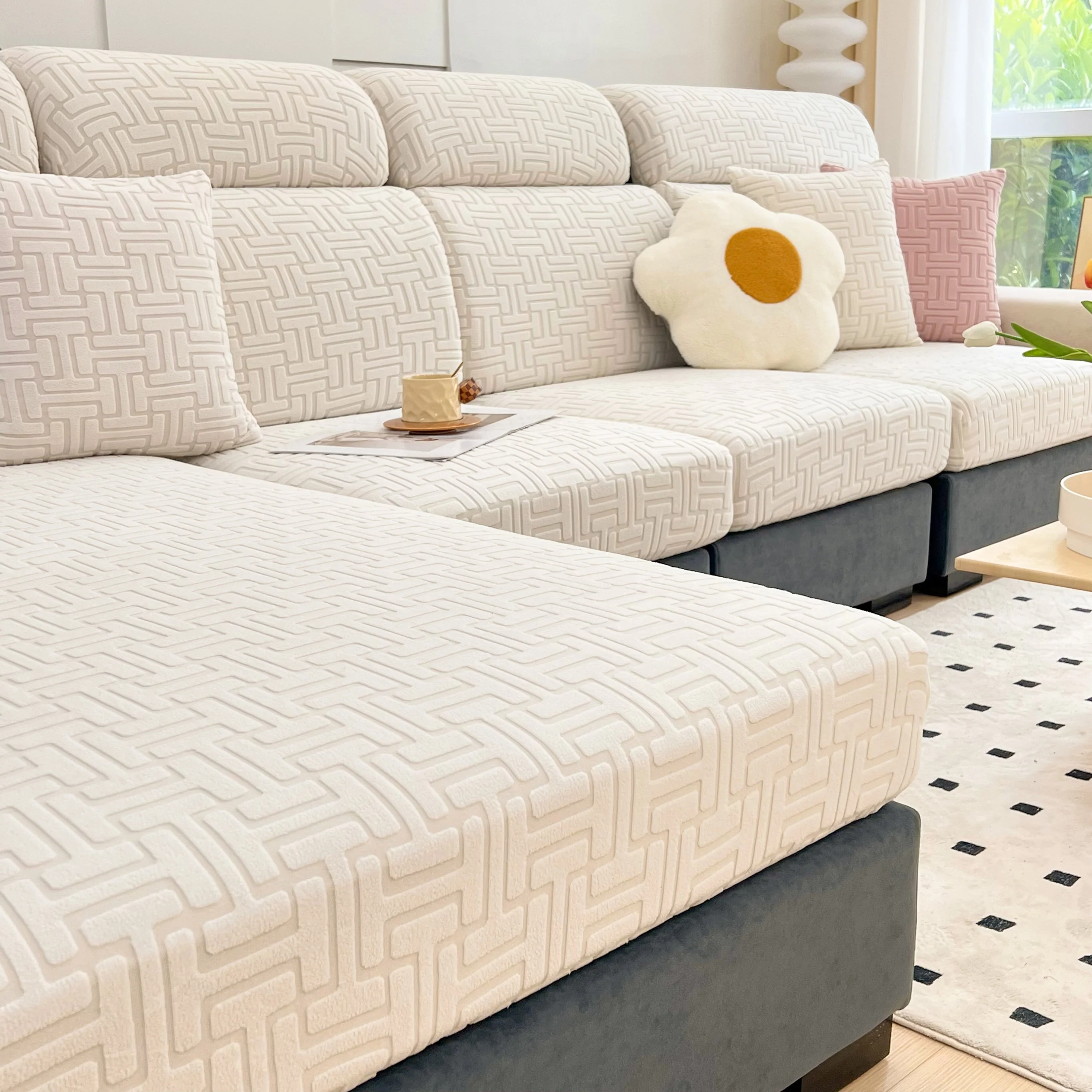 Polar Fleece Stretch Seat Cushion Covers, Couch Cushion Covers Slipcover, Sofa Cushion Protector Covers - Image 58